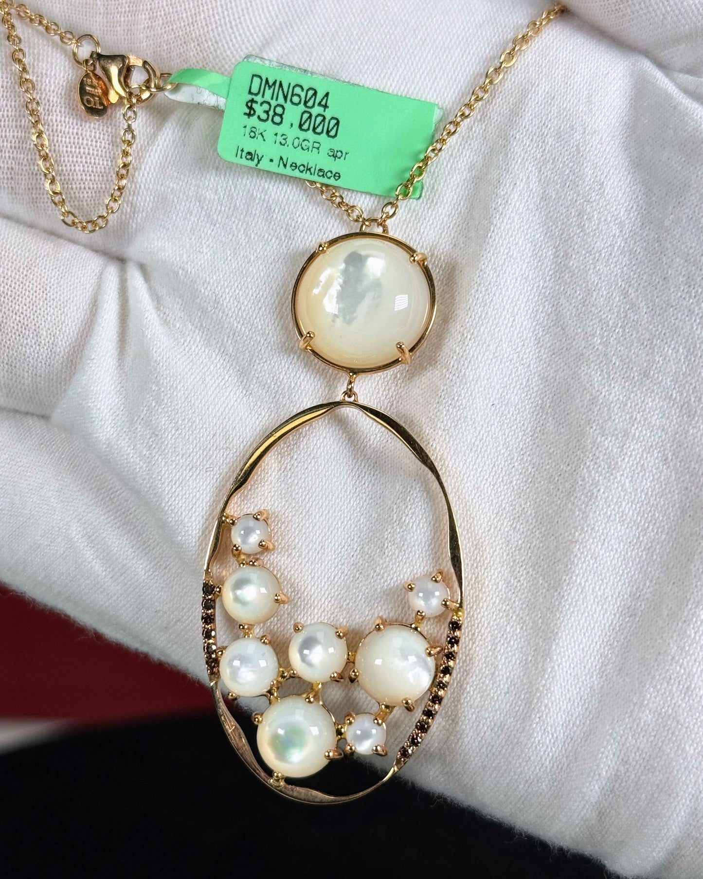 Sakura Moonstones 18k Yellow Gold Pendant Necklace