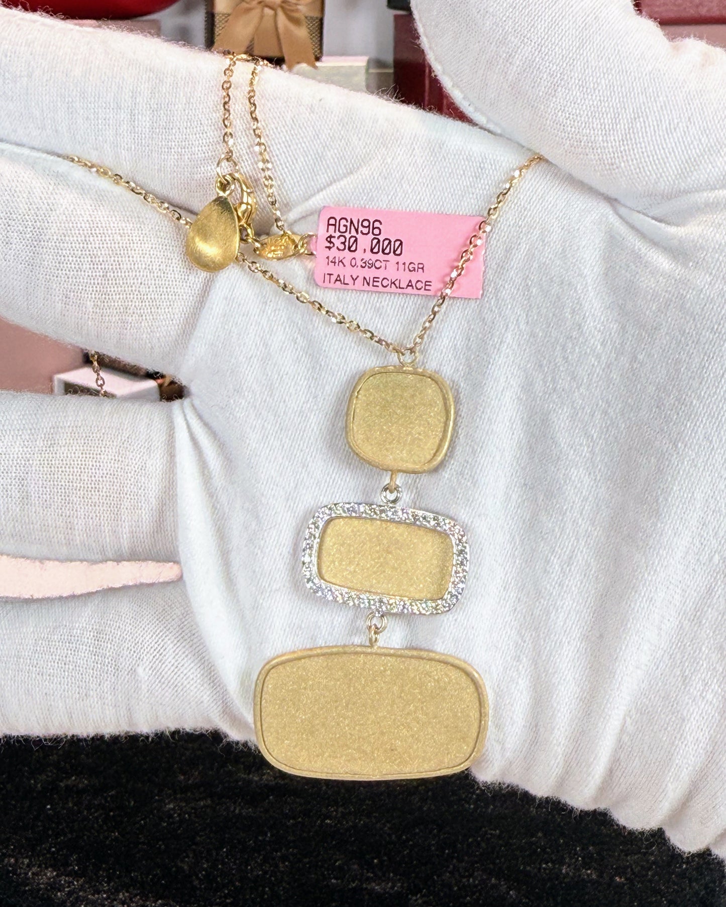 Stacking Stones Matte Finished 14k Yellow Gold Necklace