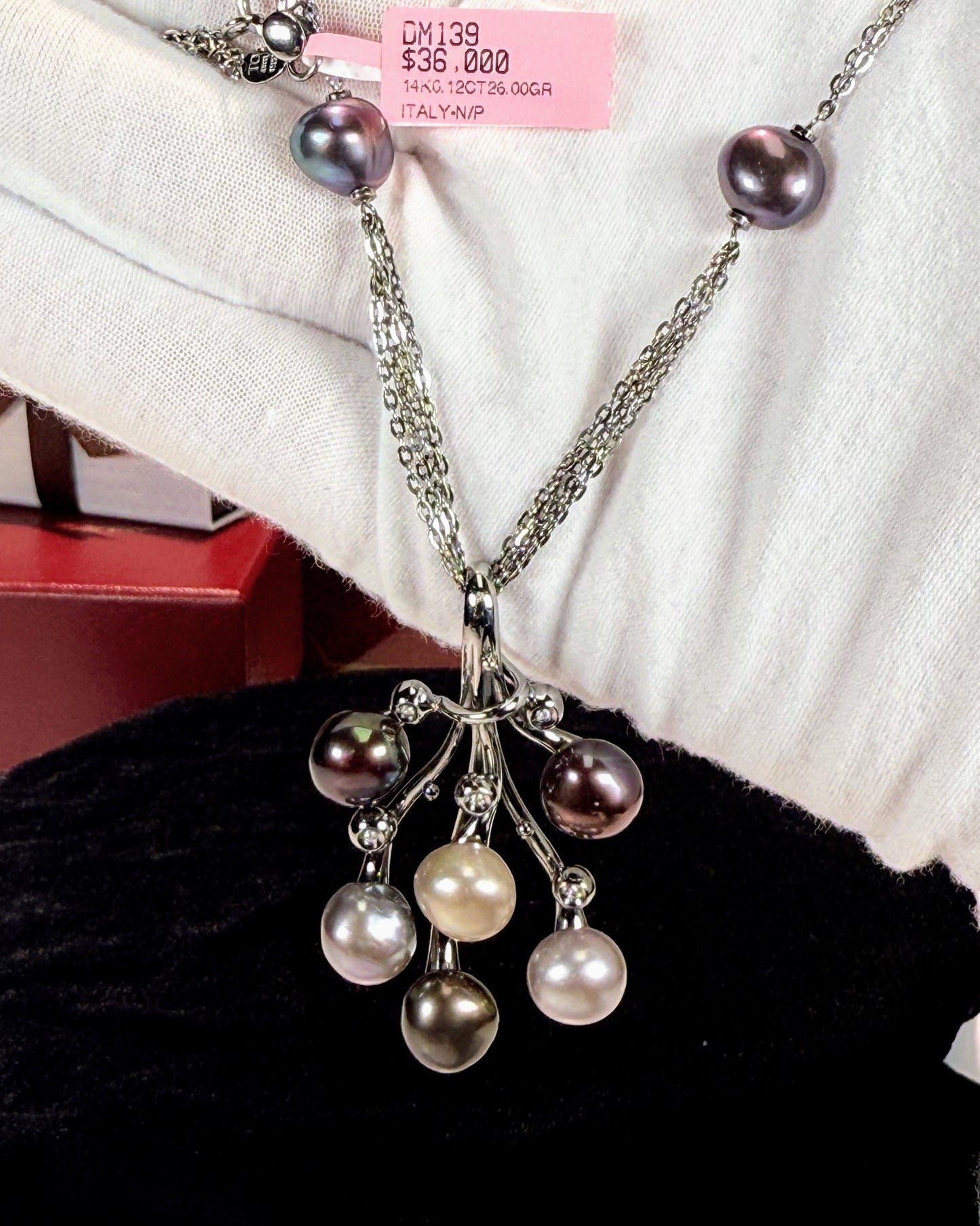 Colorful Pearl 14k White Gold Necklace