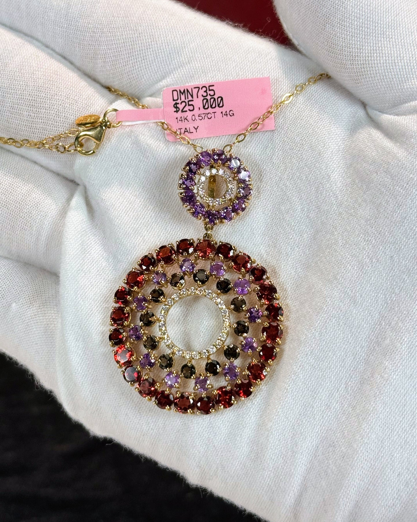 Colorful Gemstones 14k Yellow Gold Pendant Necklace