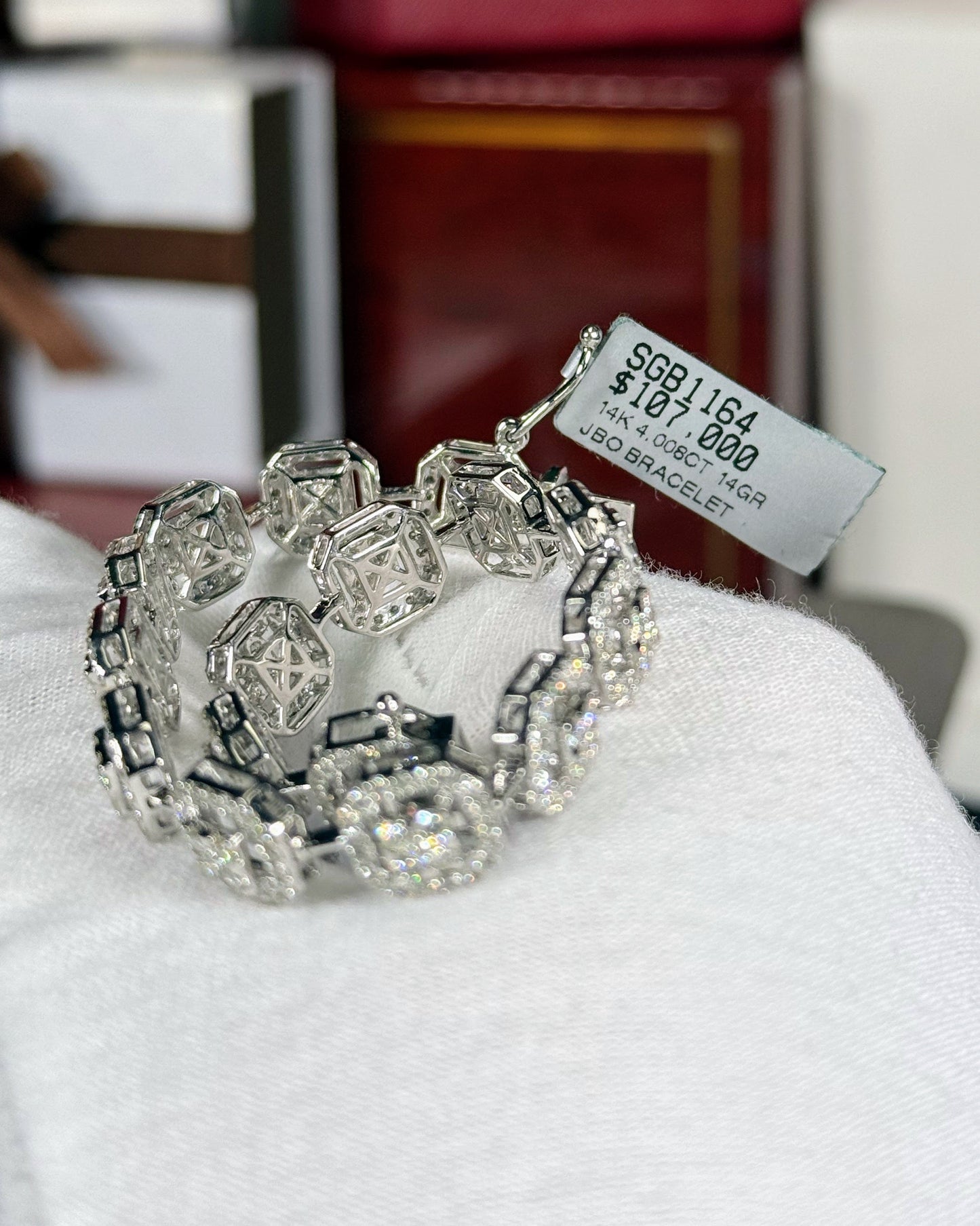 Square Halos 14k White Gold Diamond Bracelet