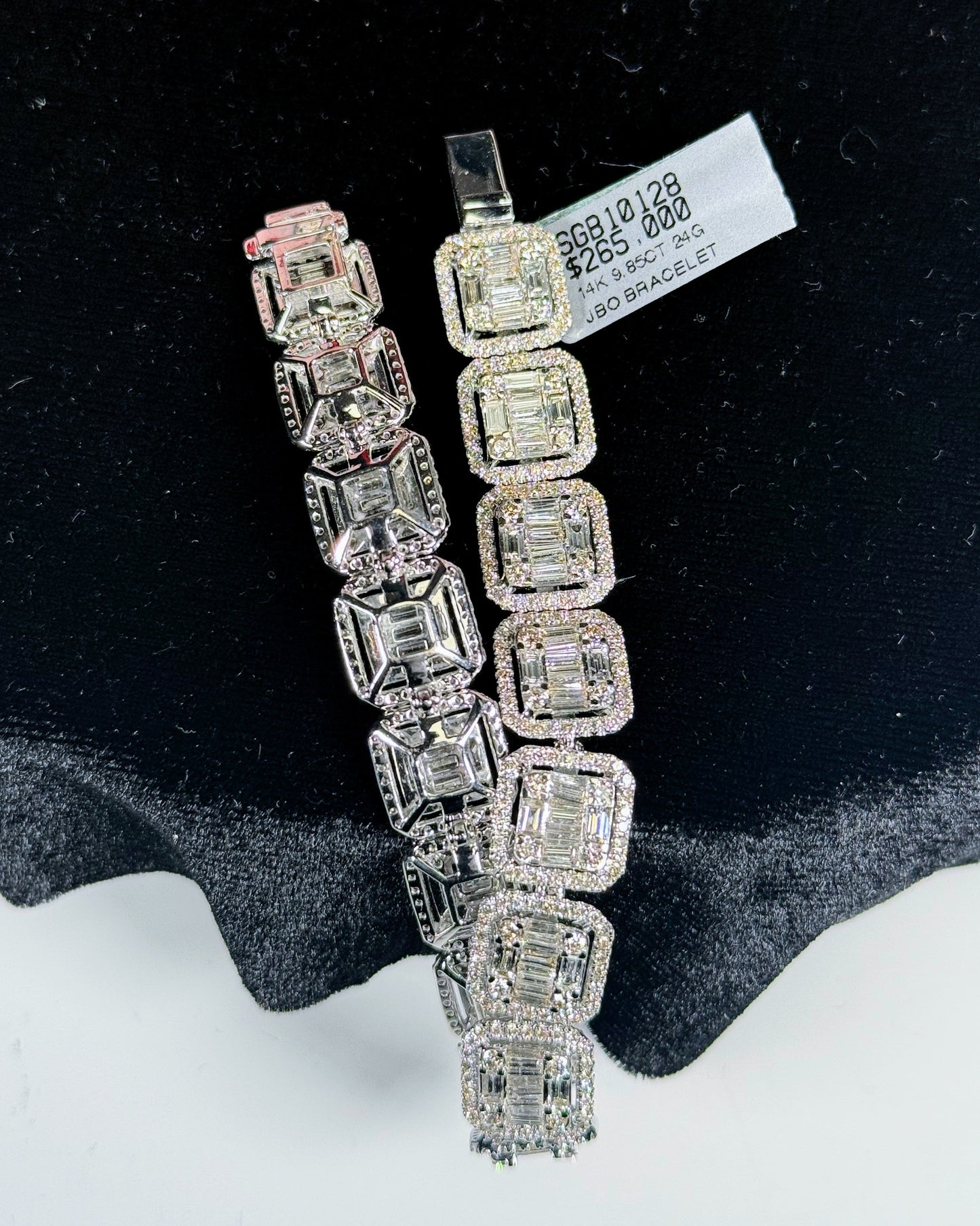 Square Halos 14k White Gold Diamond Bracelet