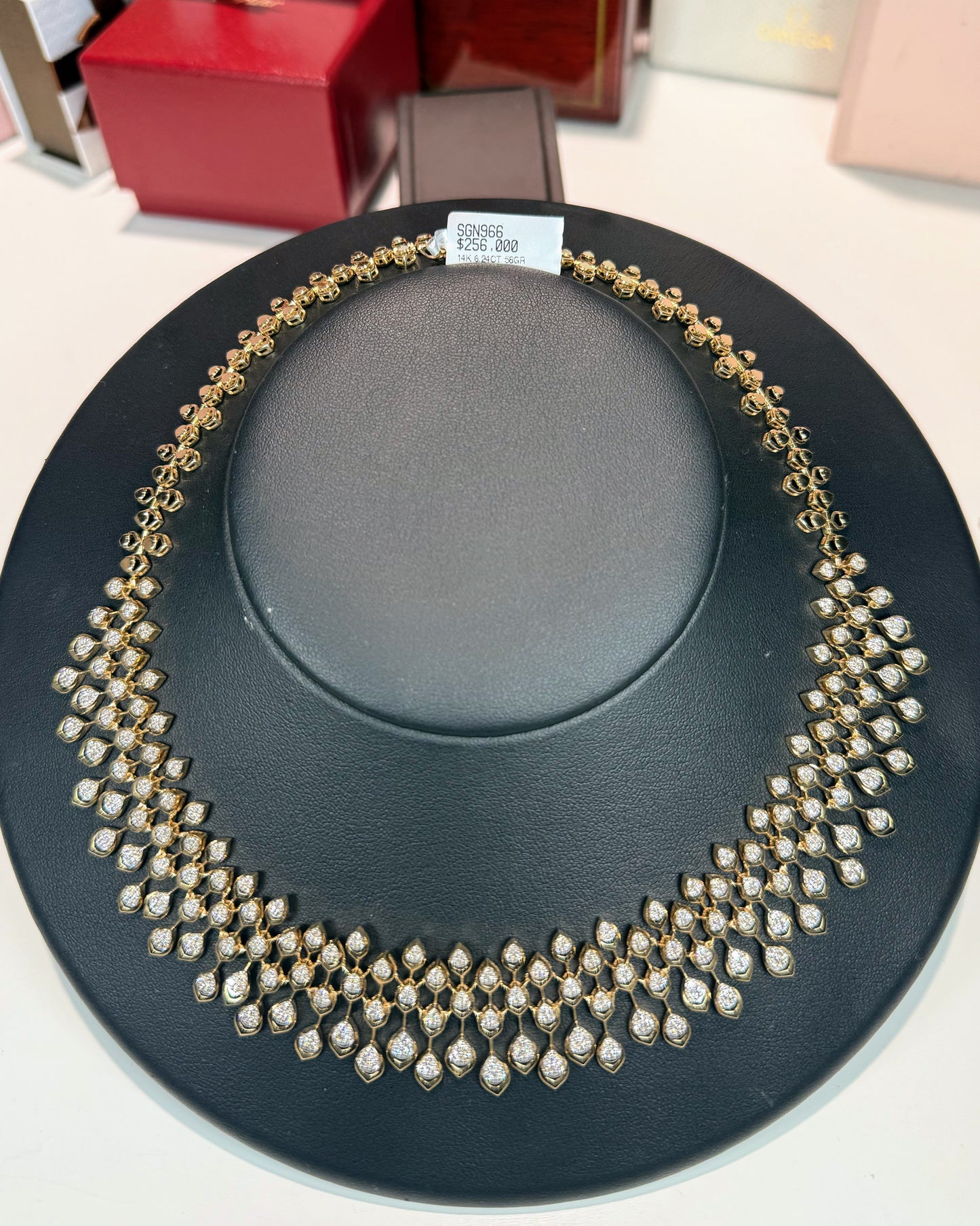 Peacock Pattern 14k Yellow Gold Diamond Necklace