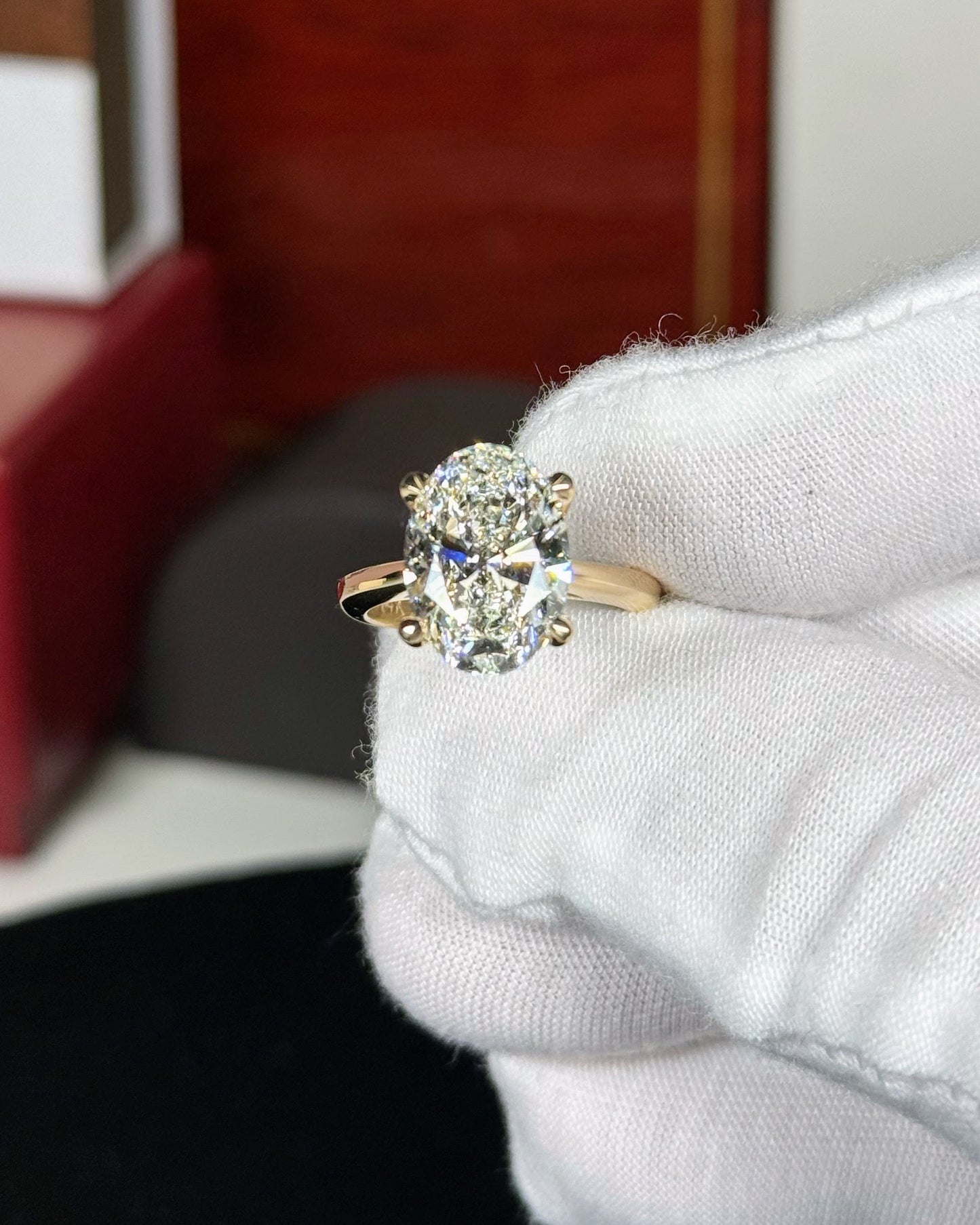 14k Yellow Gold CVD Lab Grown Oval Diamond Ring