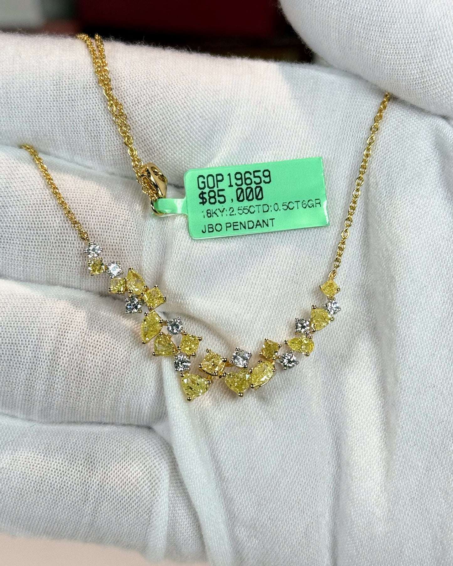 Cherry Blossom Design Yellow Diamond 14k Yellow Gold Necklace