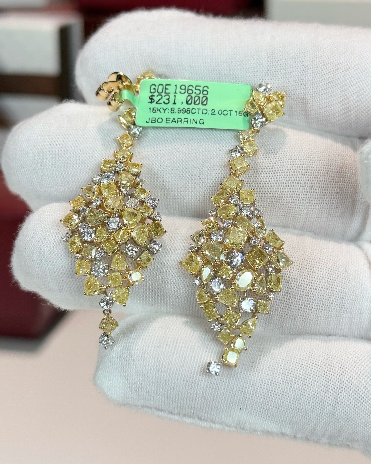 Dangling Yellow Diamond Earrings