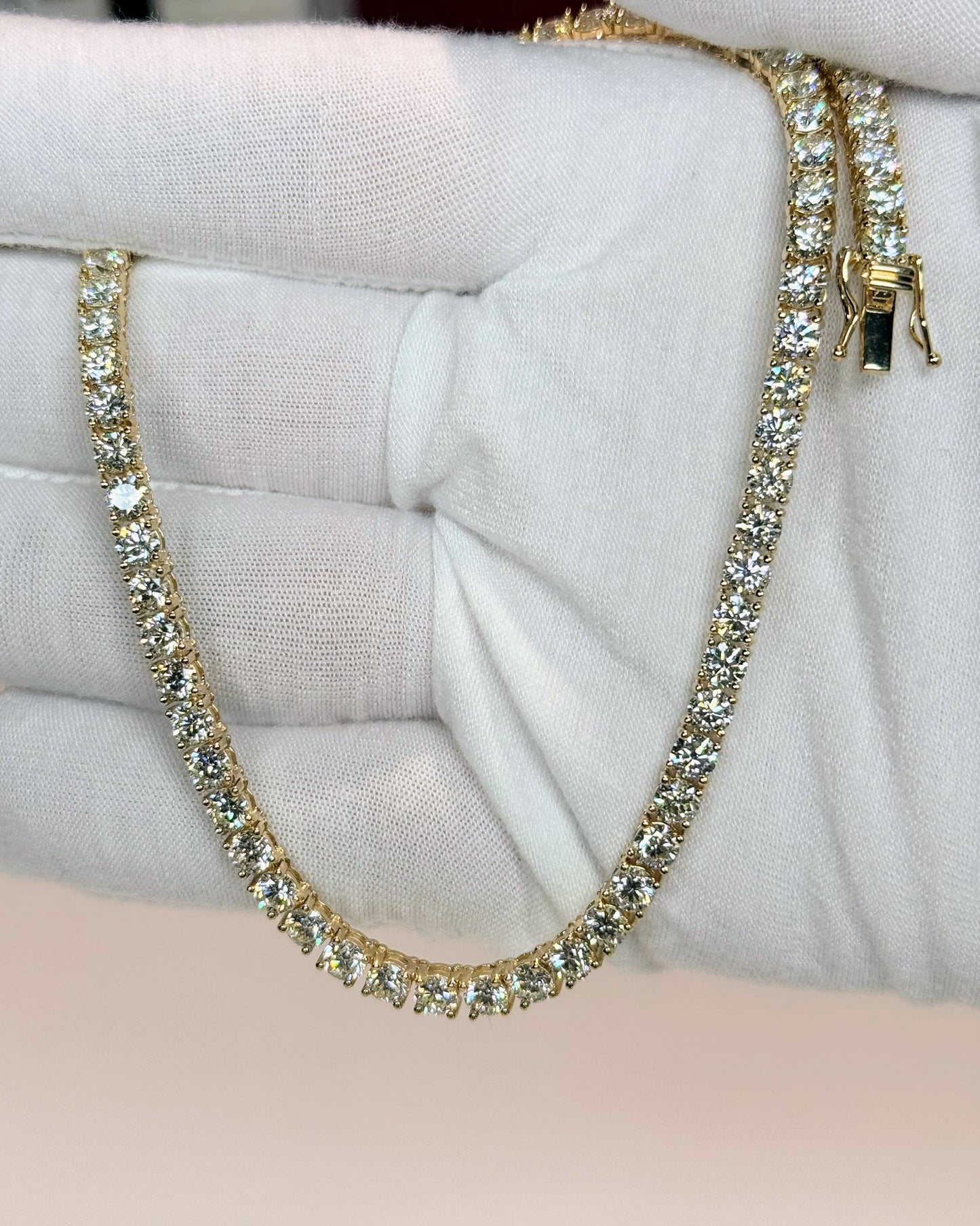 14k Yellow Gold Diamond Tennis Necklace