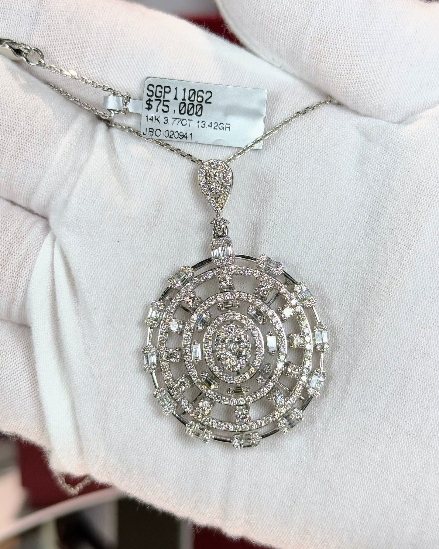 Oval Diamond Pendant 14k White Gold Necklace