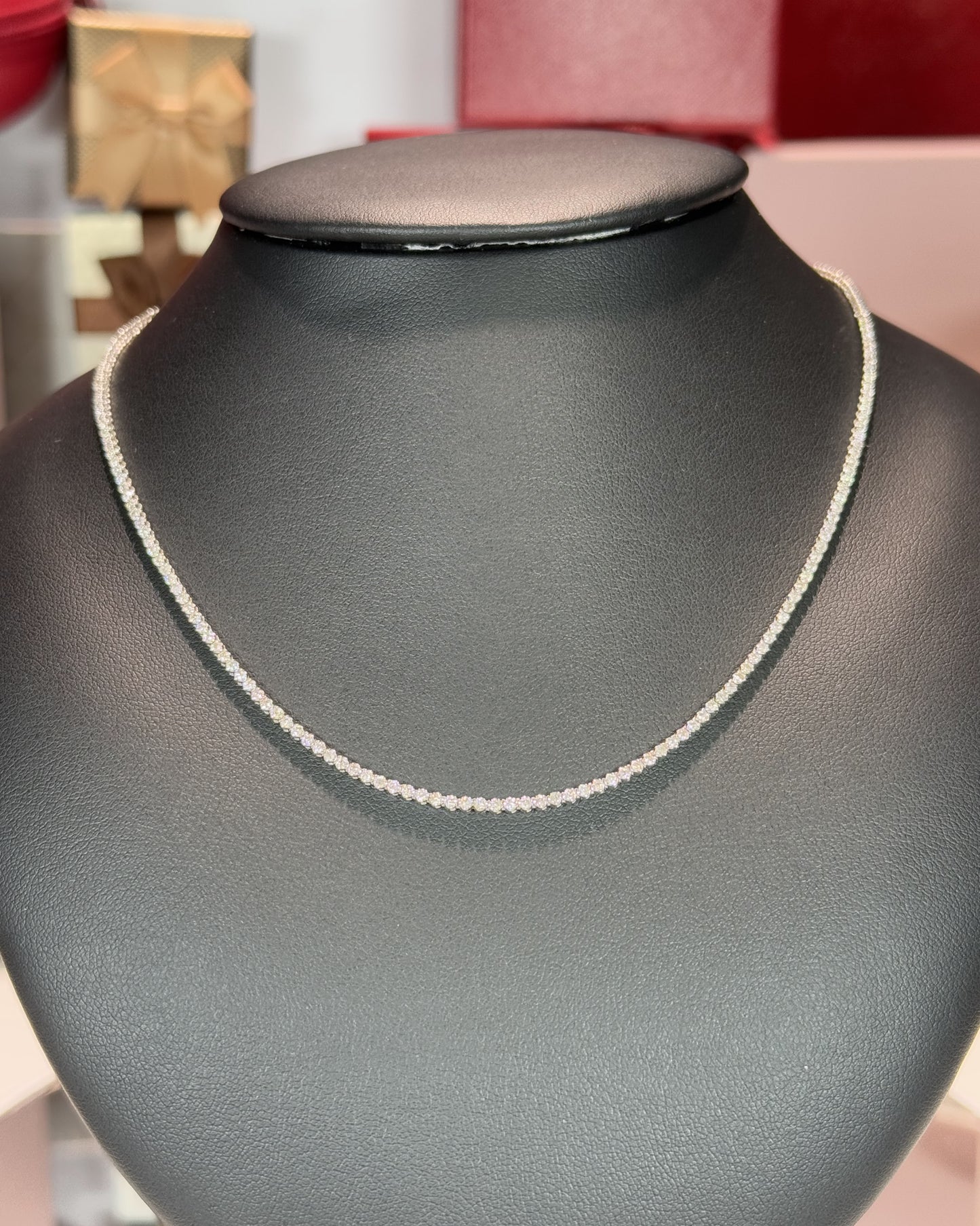 14k White Gold Diamond Tennis Necklace TNS3