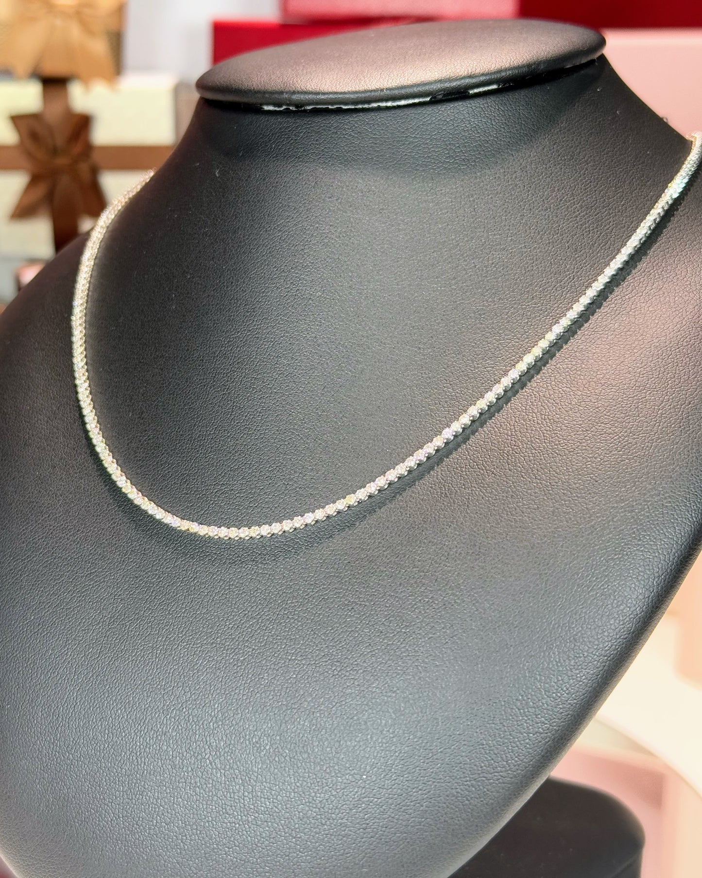 14k White Gold Diamond Tennis Necklace TNS3