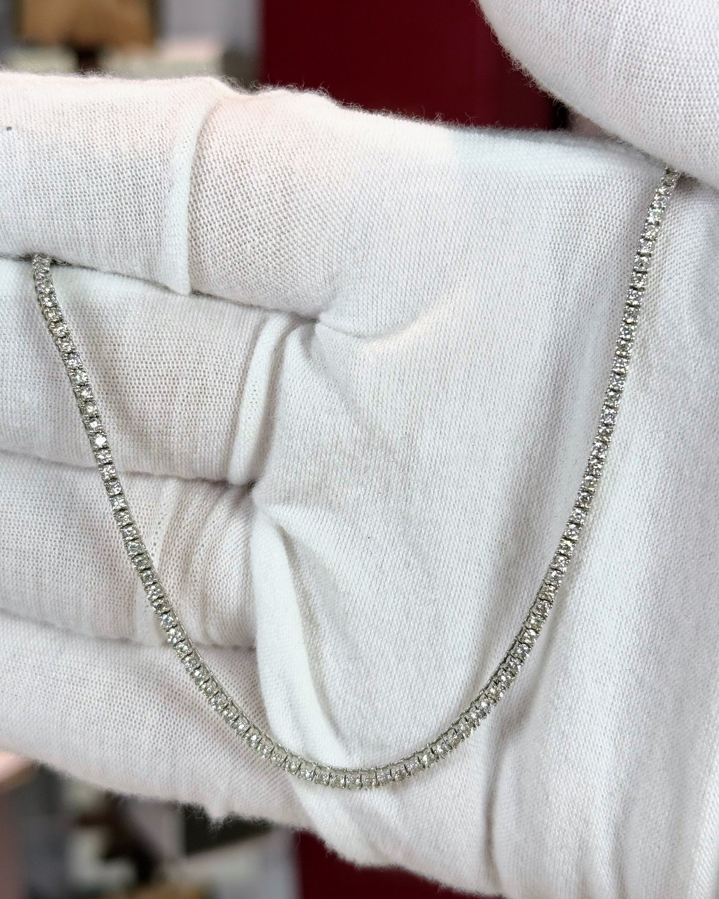 14k White Gold Diamond Tennis Necklace TNS3