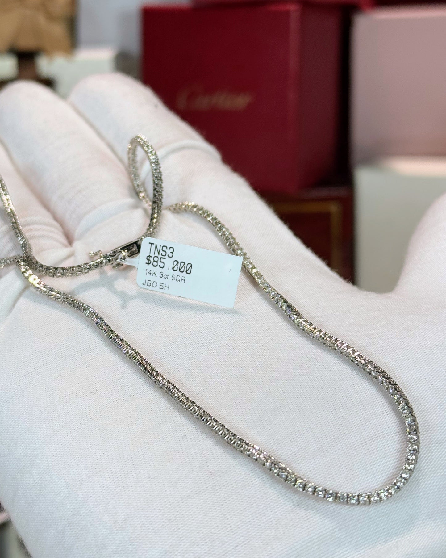 14k White Gold Diamond Tennis Necklace TNS3