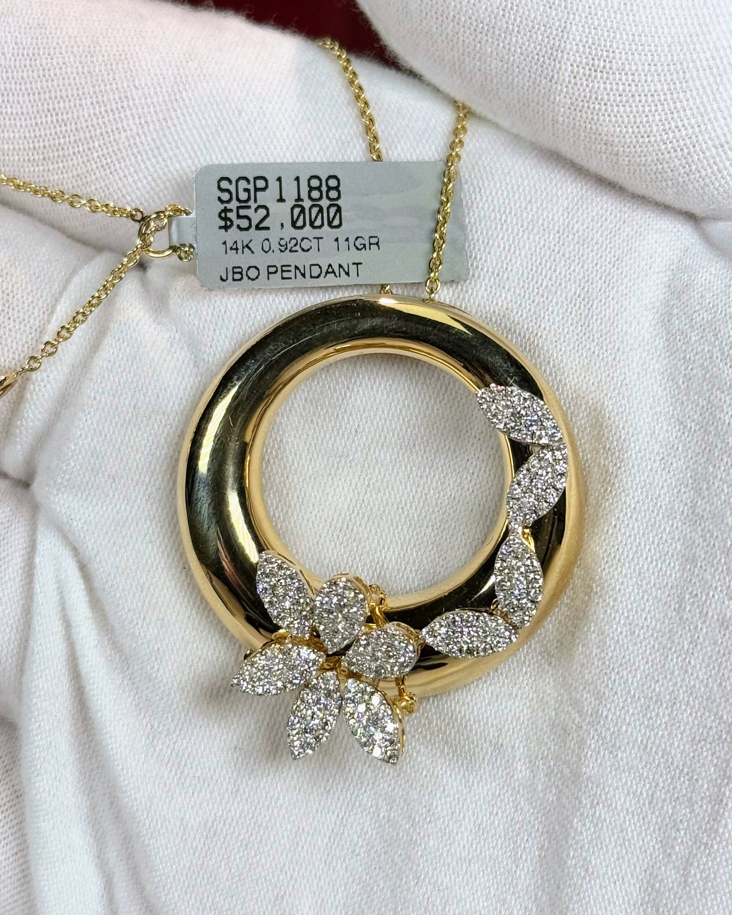 Wreath Ring Diamond Pendant 14k Yellow Gold Necklace