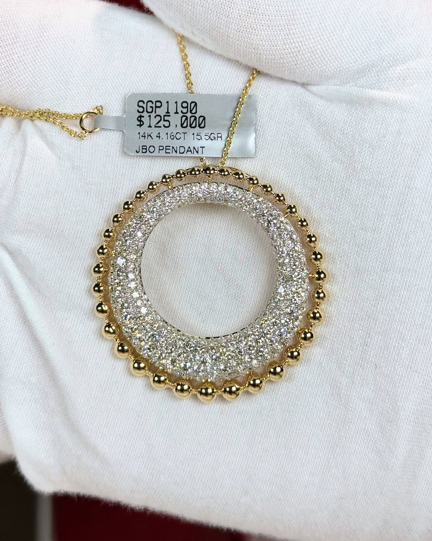 Diamond Ring Pendant 14k Yellow Gold Necklace