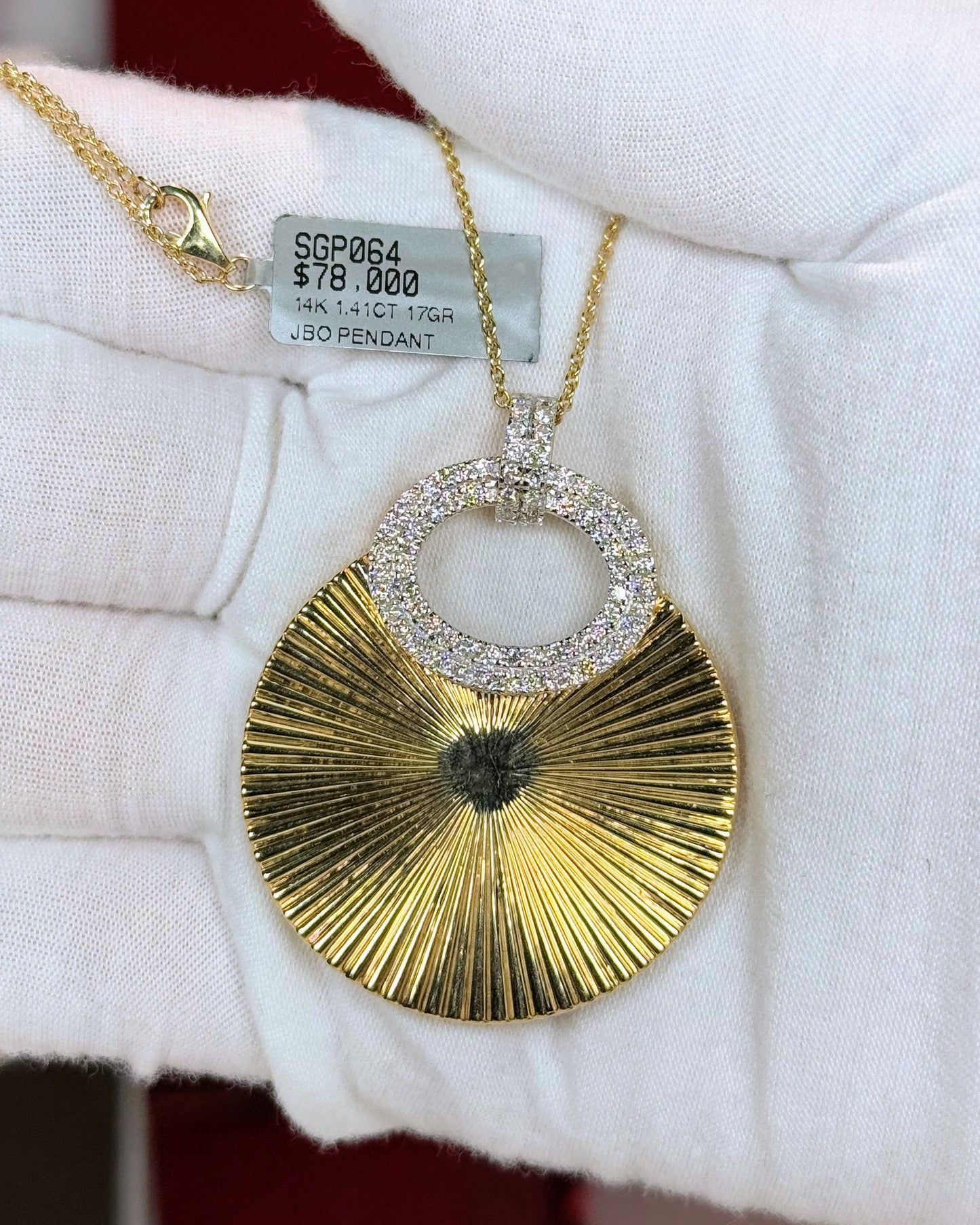 Chinese Hanfu Handbag style Pendant 14k Yellow Gold Necklace