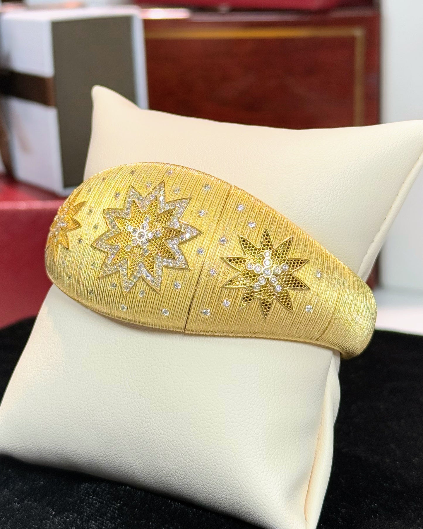 North Star Diamond 14k Yellow Gold Bangle