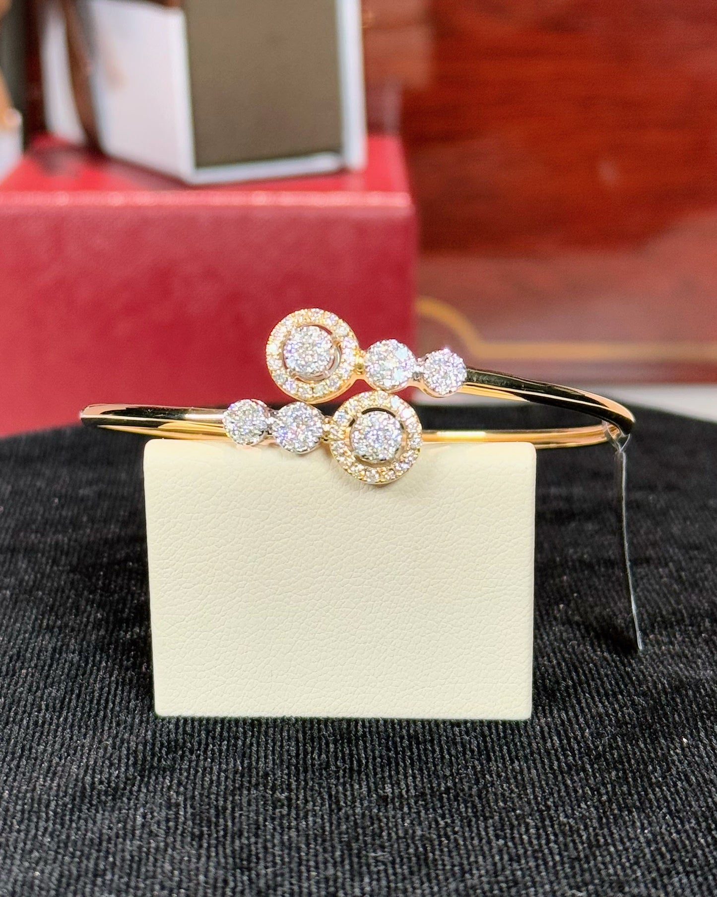 Diamond Halo 14k Yellow Gold Bracelet