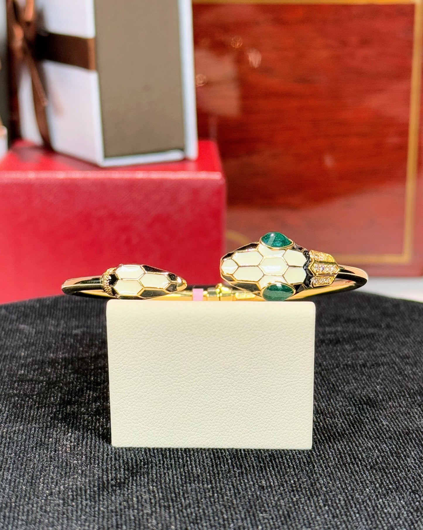 Serpent Design 14k Yellow Gold Enamel Bracelet