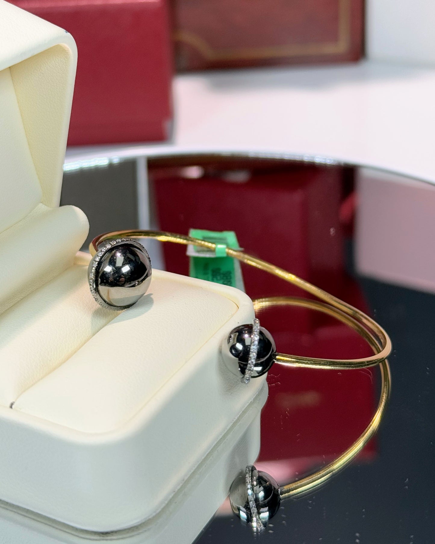 18k Yellow Gold Open Cuff Diamond Bangle