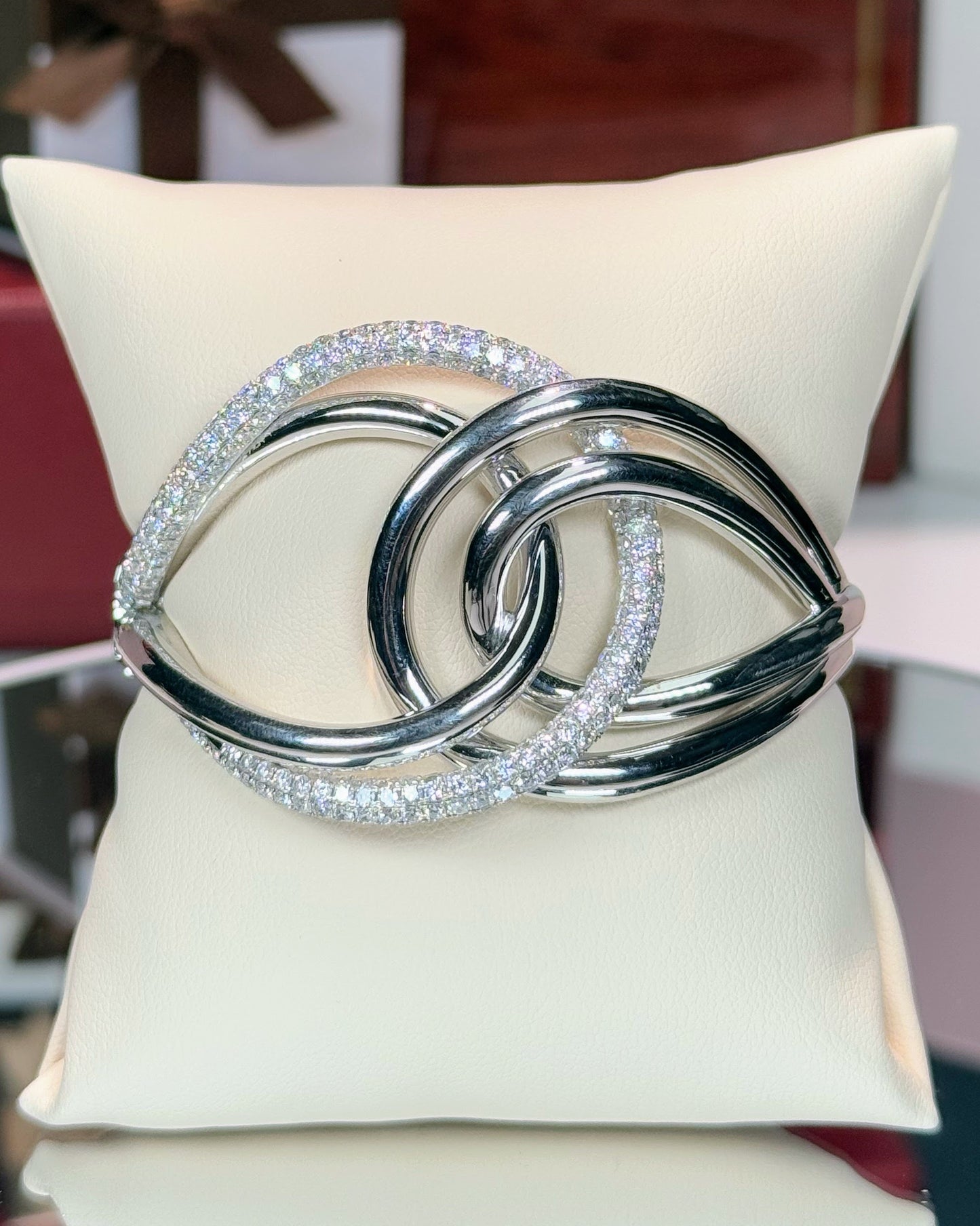 Entangled 14k White Gold Diamond Bangle