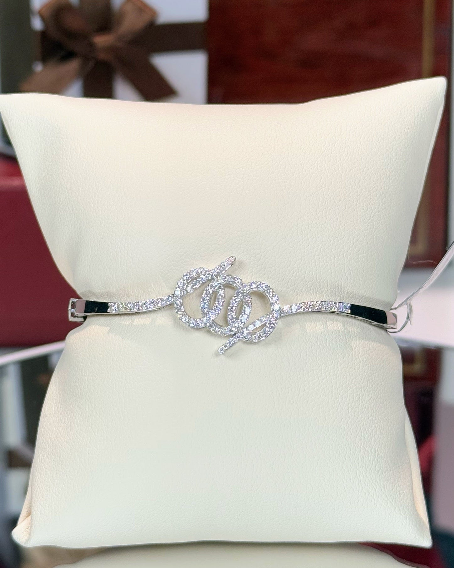 Barbed Wire Design 14k White Gold Bangle