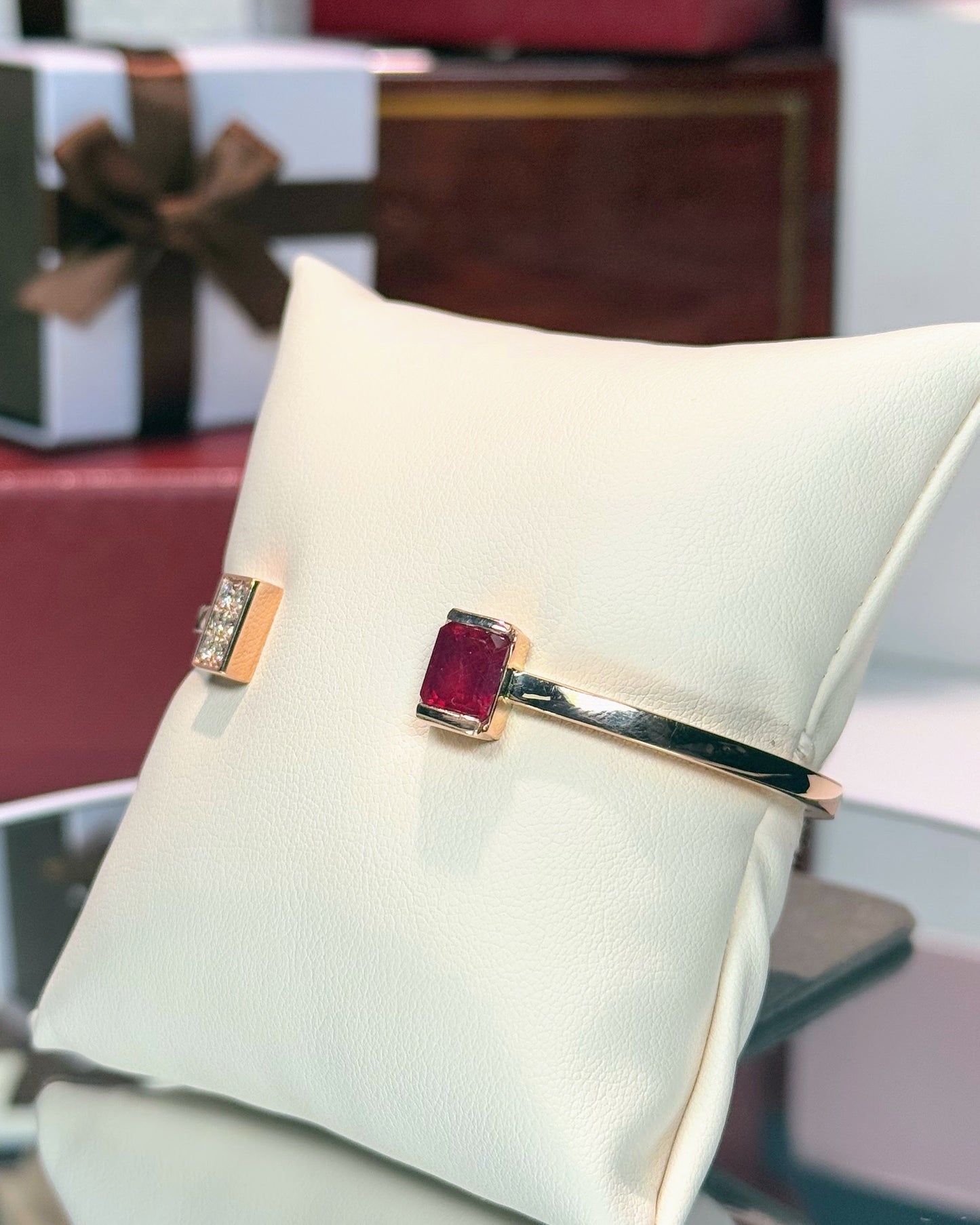 Ruby Open Cuff 14k Rose Gold Bangle