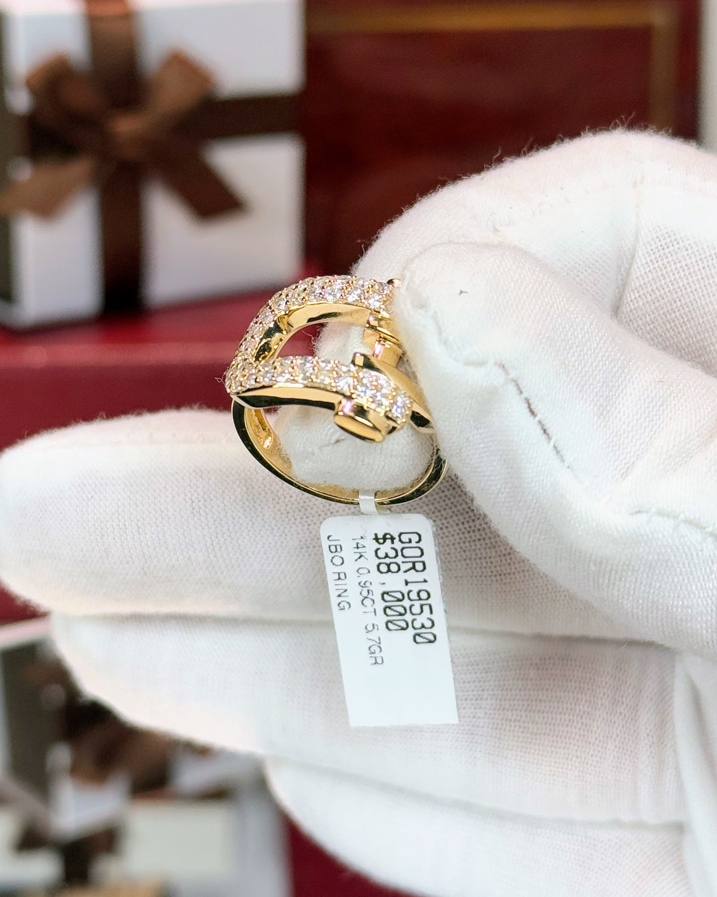 Belt Buckle Design 14k Yellow Gold Diamond Ring