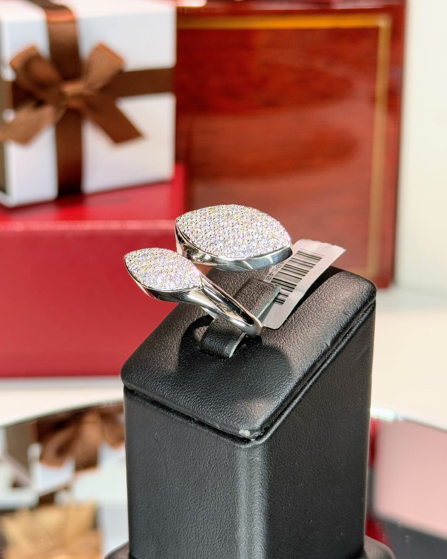 14k White Gold Diamond Bypass Ring