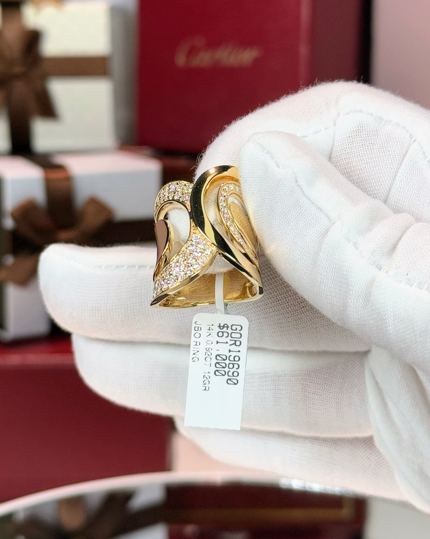 14k Yellow Gold Diamond Paved Fashion Ring