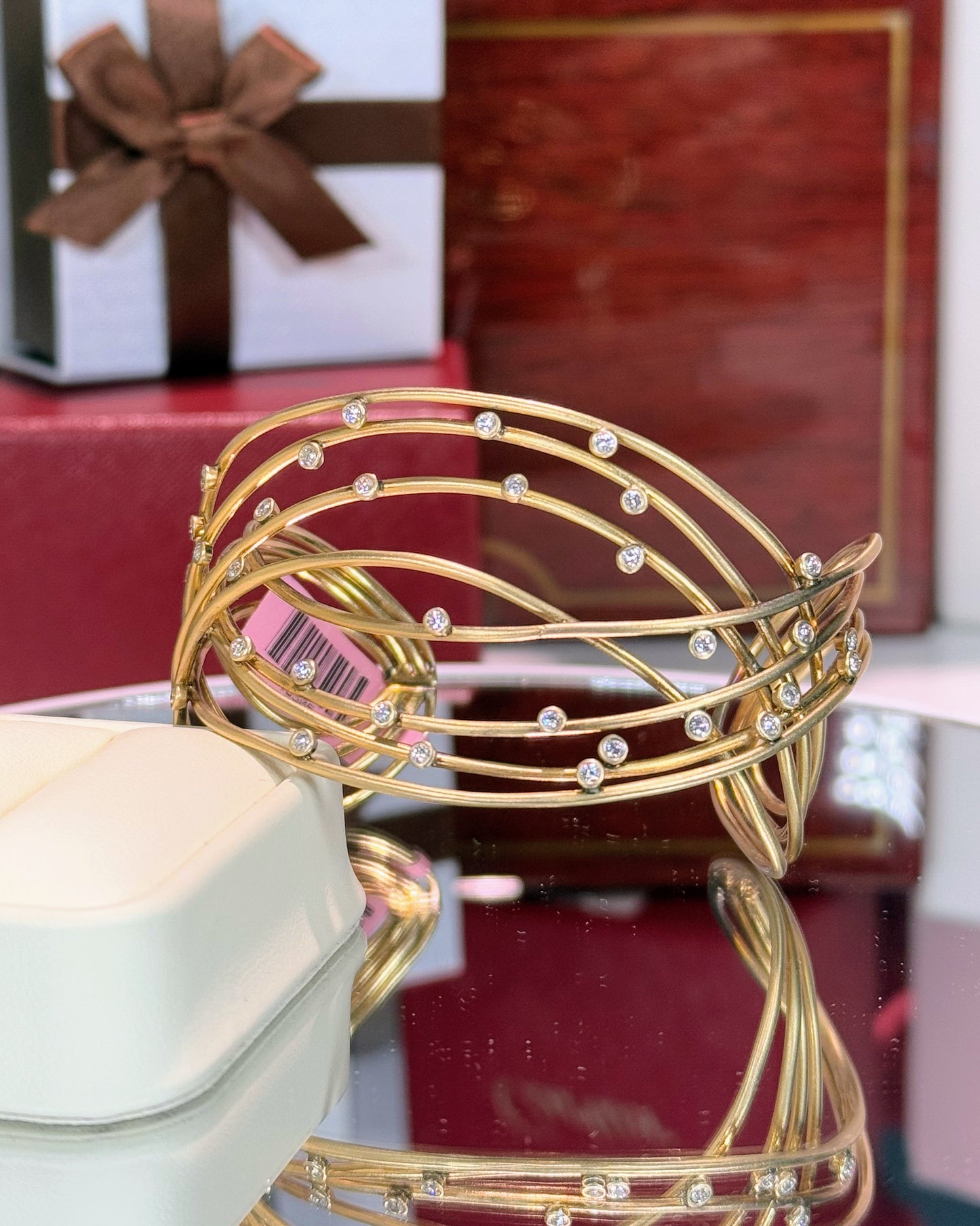 14k Yellow Gold and Diamond Bangle