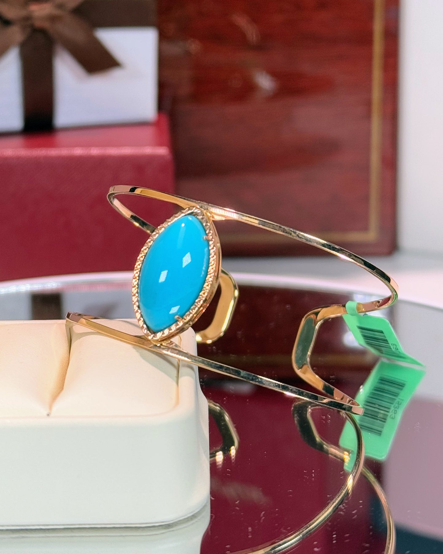 18k Yellow Gold Marquise Turquoise Bangle