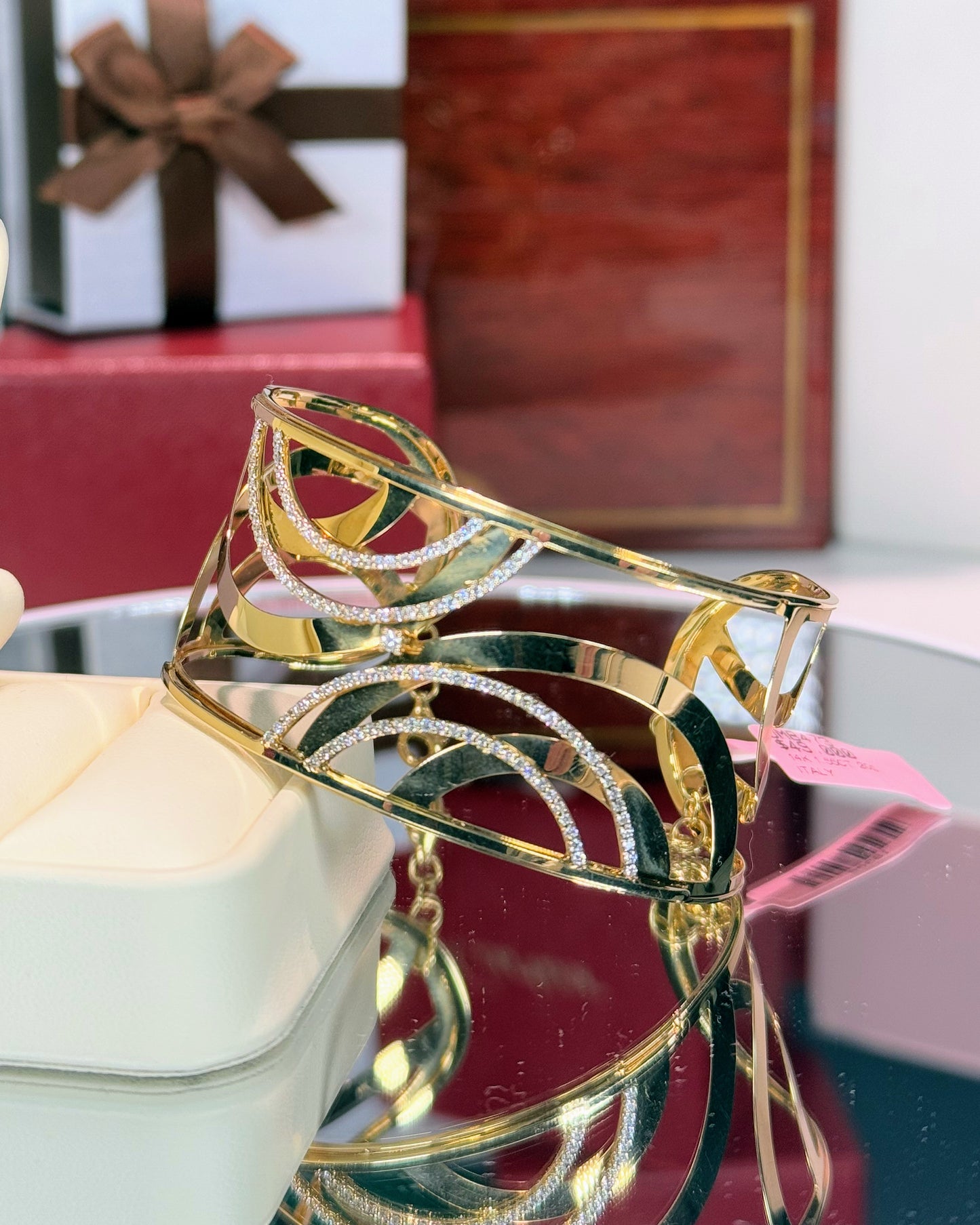 14k Yellow Gold and Diamond Bangle