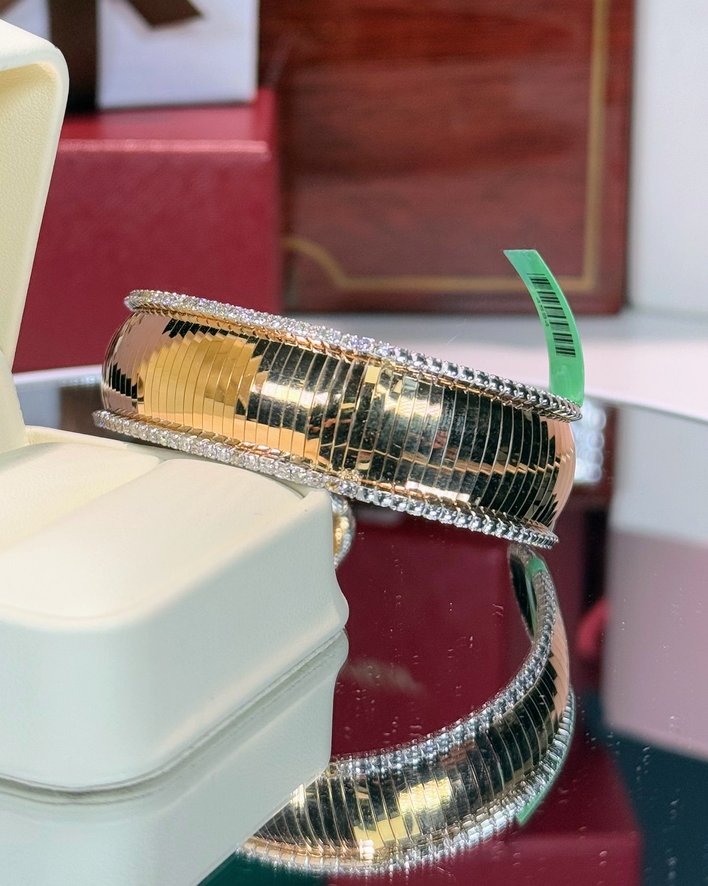 18k Yellow Gold Diamond Cuff Bangle