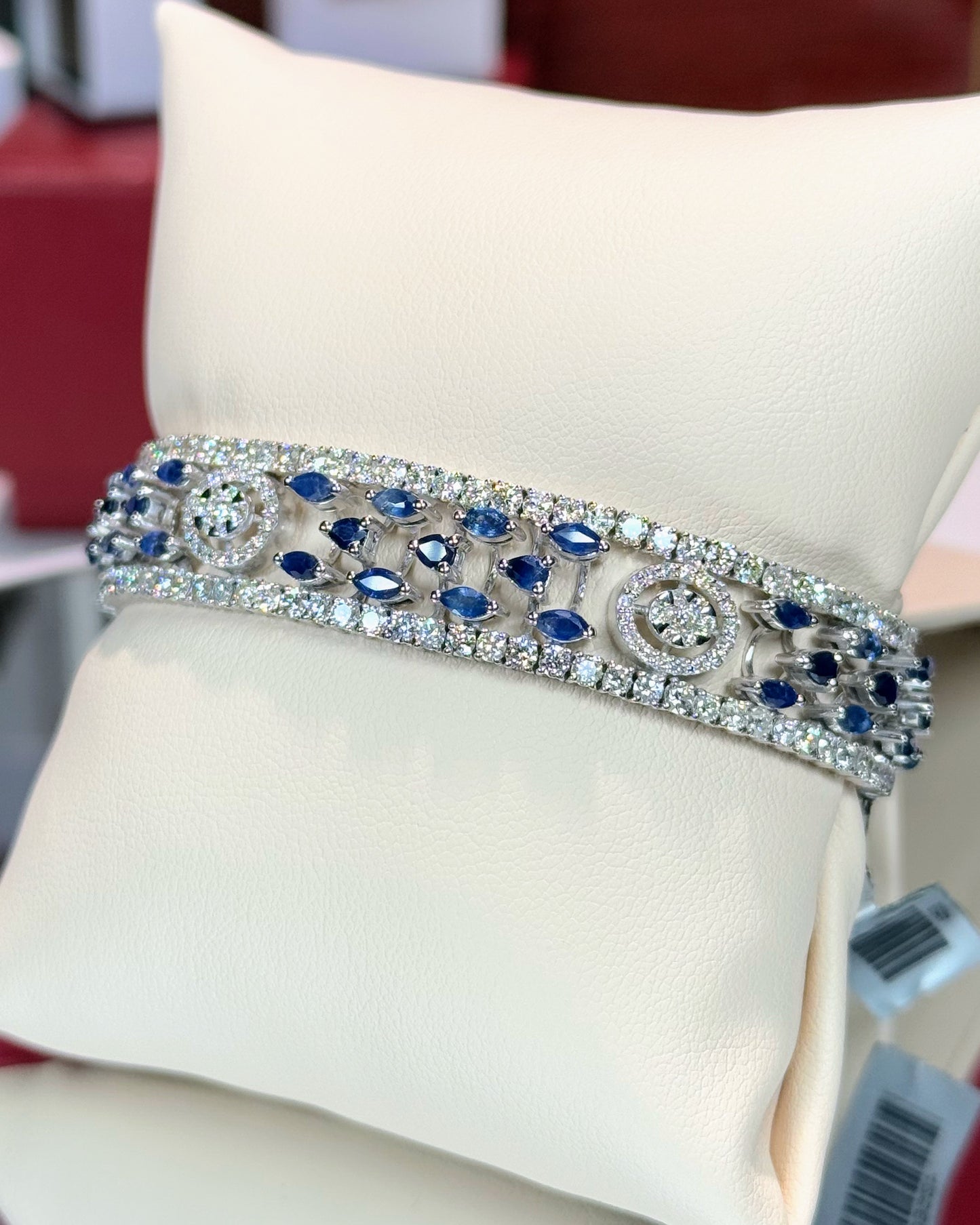 Sapphire and Diamond 14k White Gold Bracelet