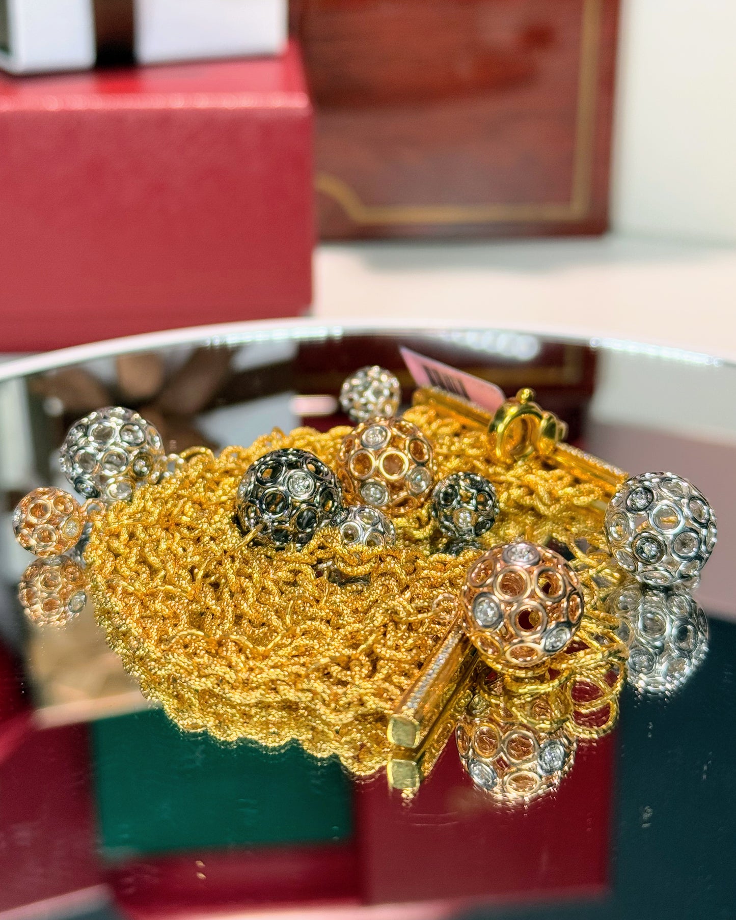 Multi-layered Chain and Balls 14k Yellow Gold Bracelet