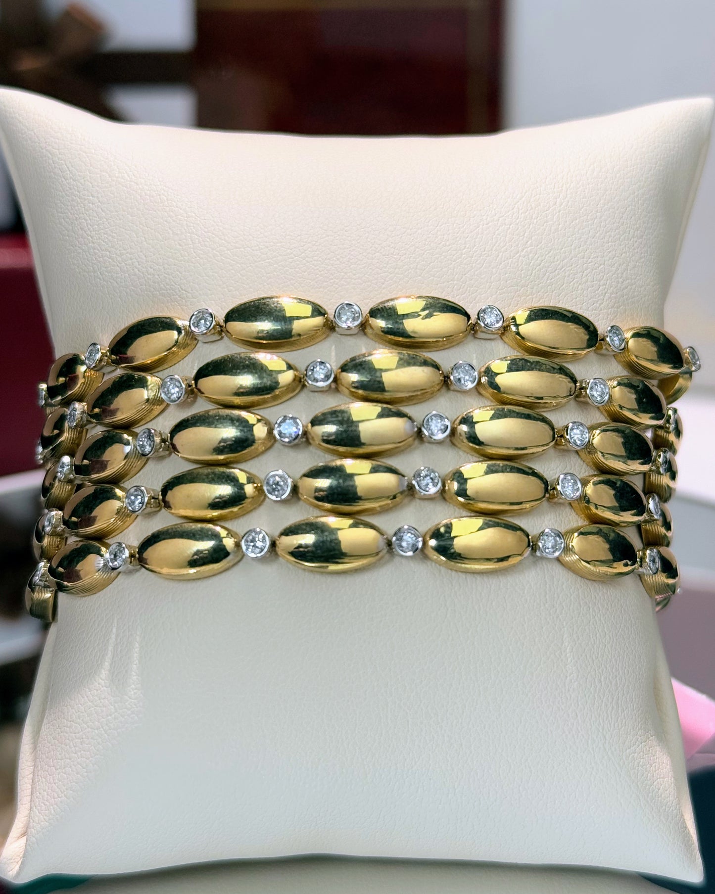 Multi-layer Rice Chain 14k Yellow Gold Bracelet