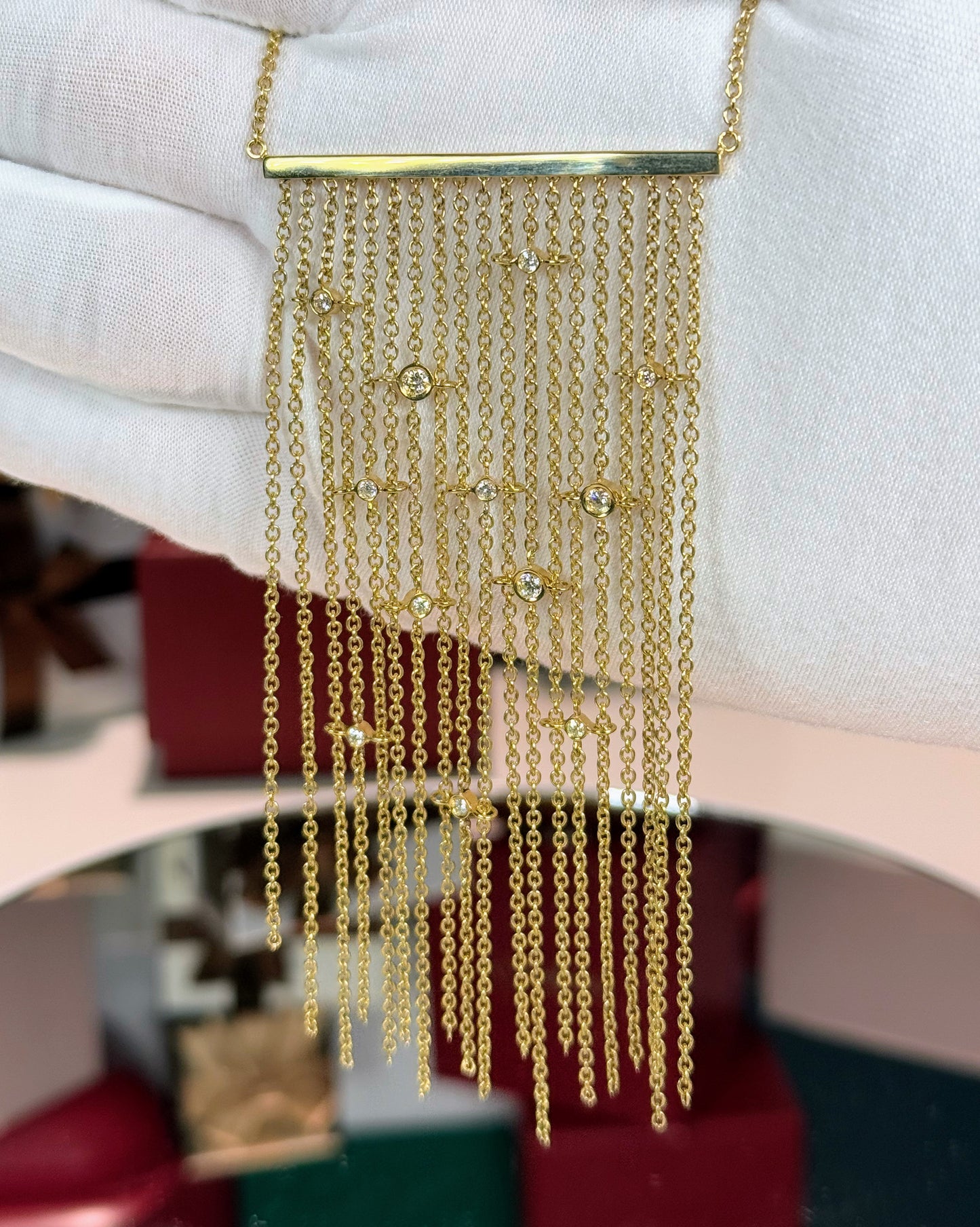 14k Yellow Gold Chain Curtain Necklace