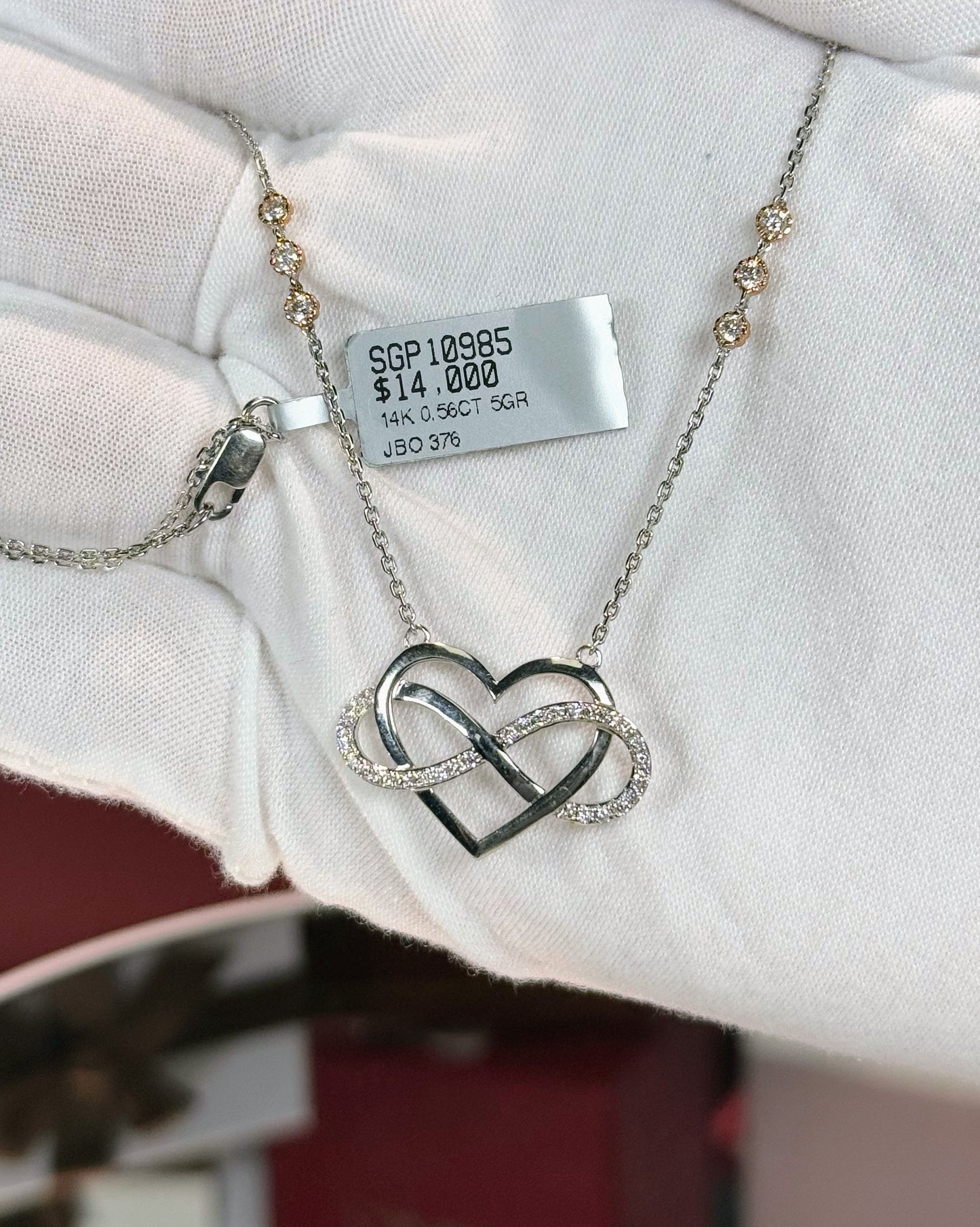 Infinity Heart Diamond Pendant 14k White Gold Necklace