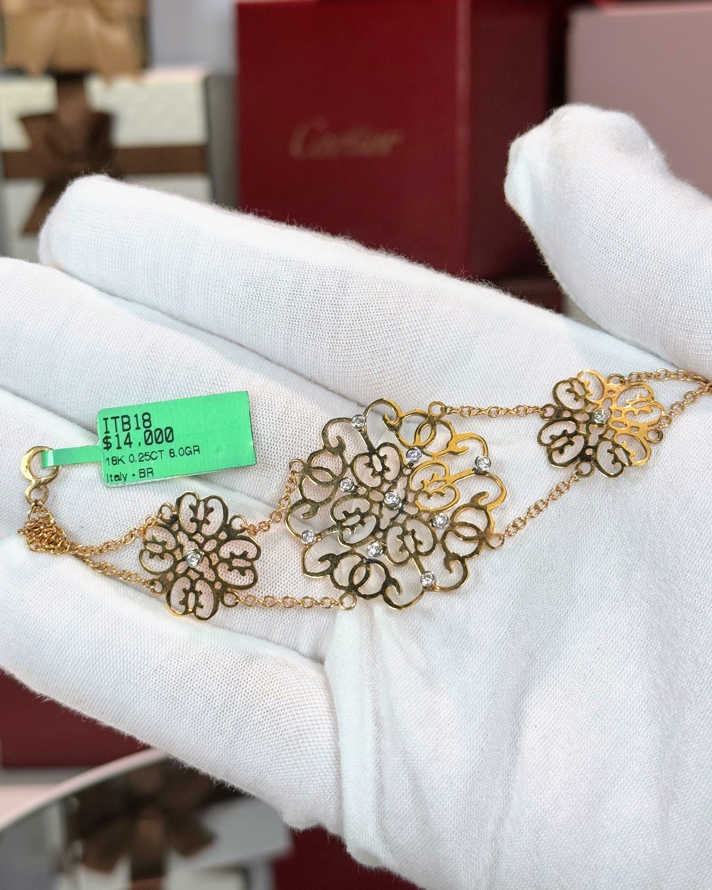 18k Rose Gold Filigree Bracelet