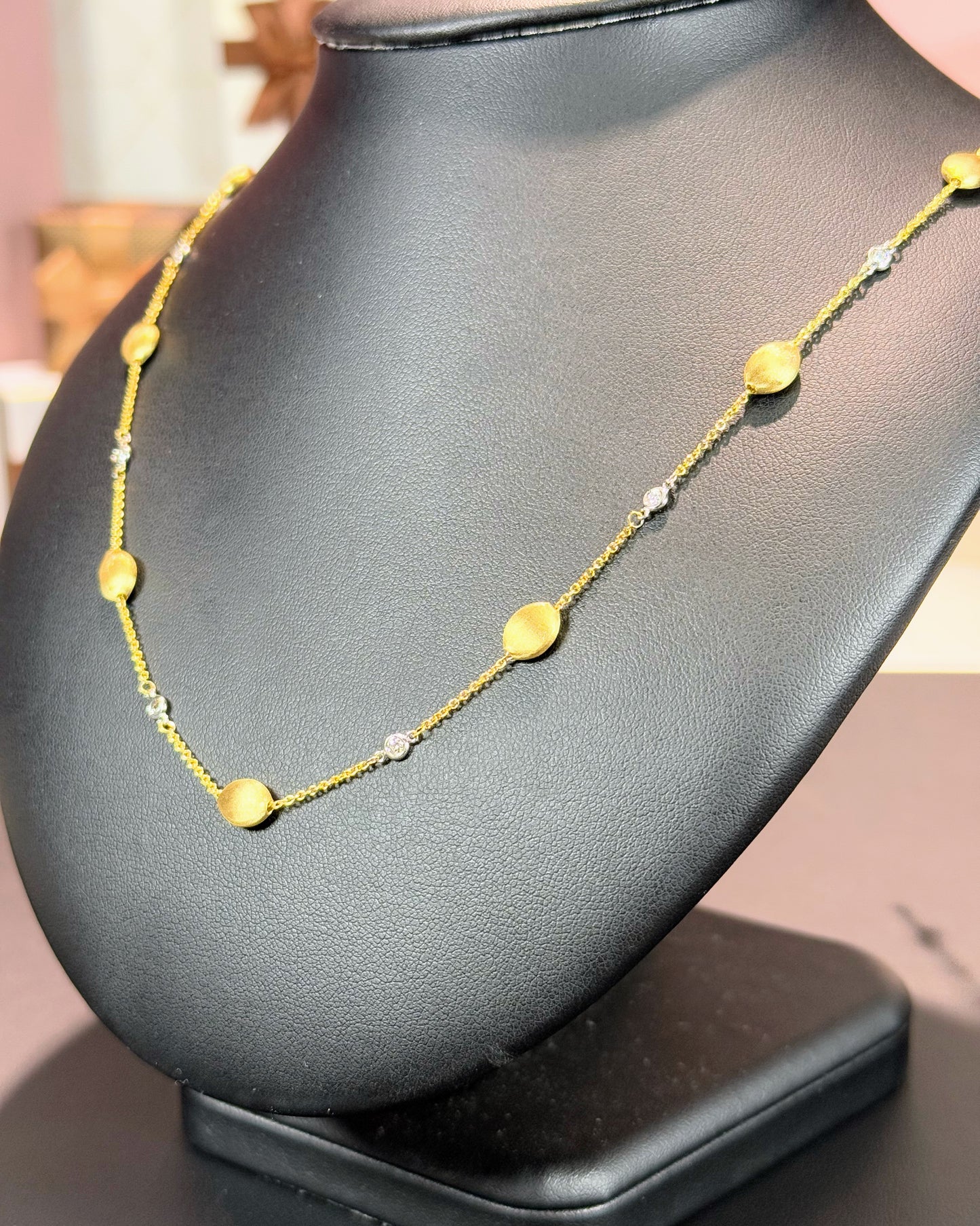 14k Yellow Gold Station Necklace