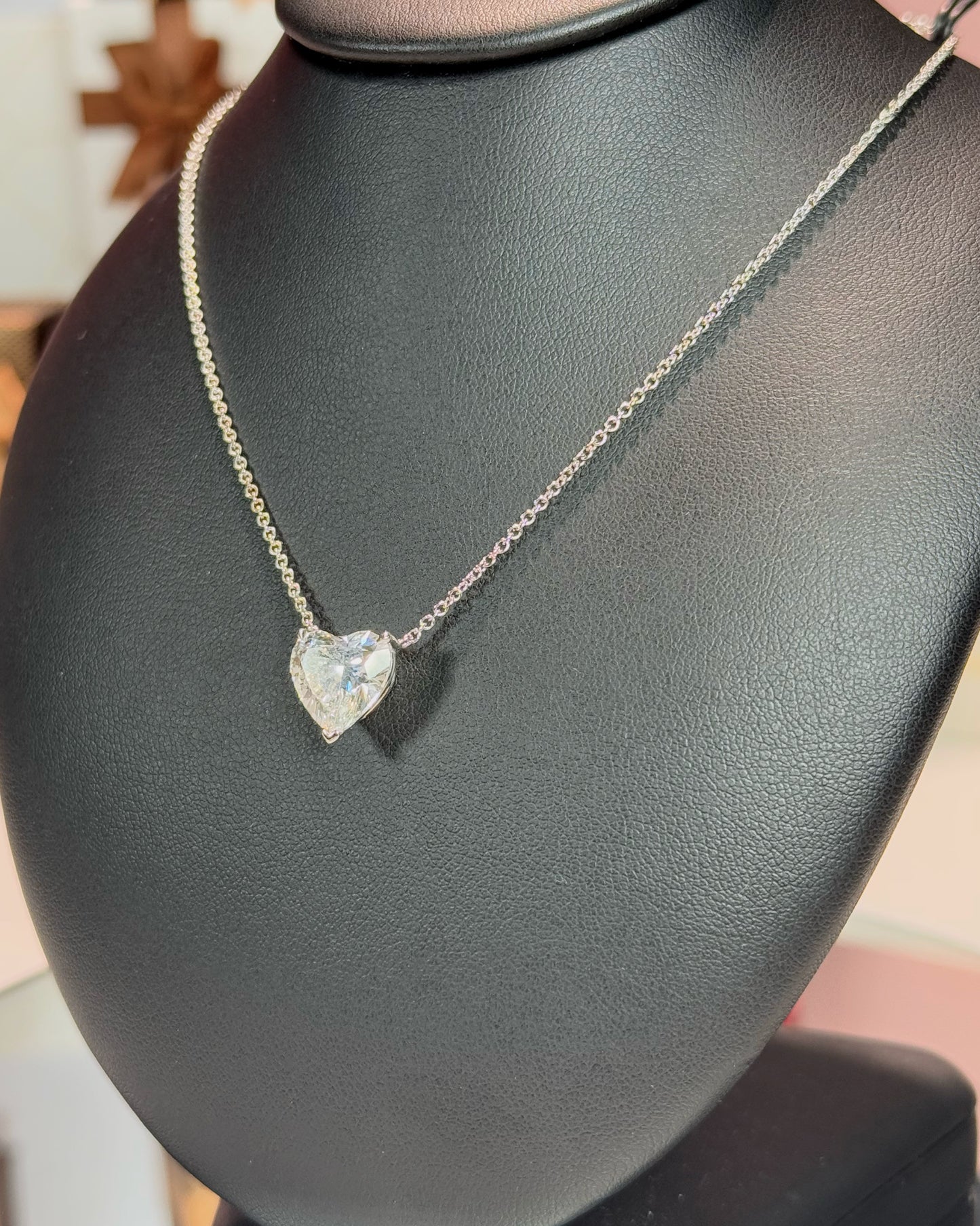 CVD Lab Grown Heart-shape Diamond Pendant 18k White Gold Necklace