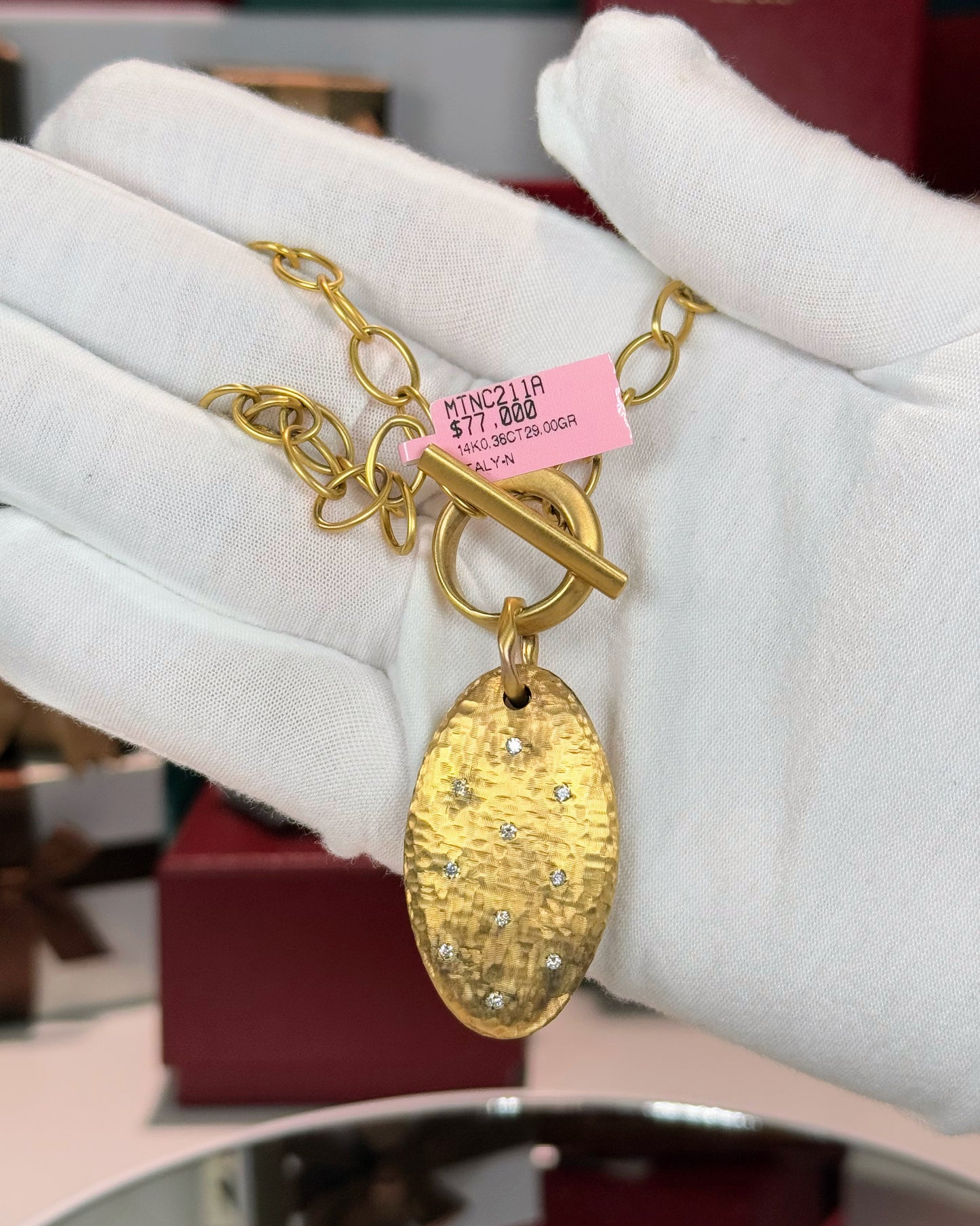 14k Yellow Gold Meteorite Pendant Necklace