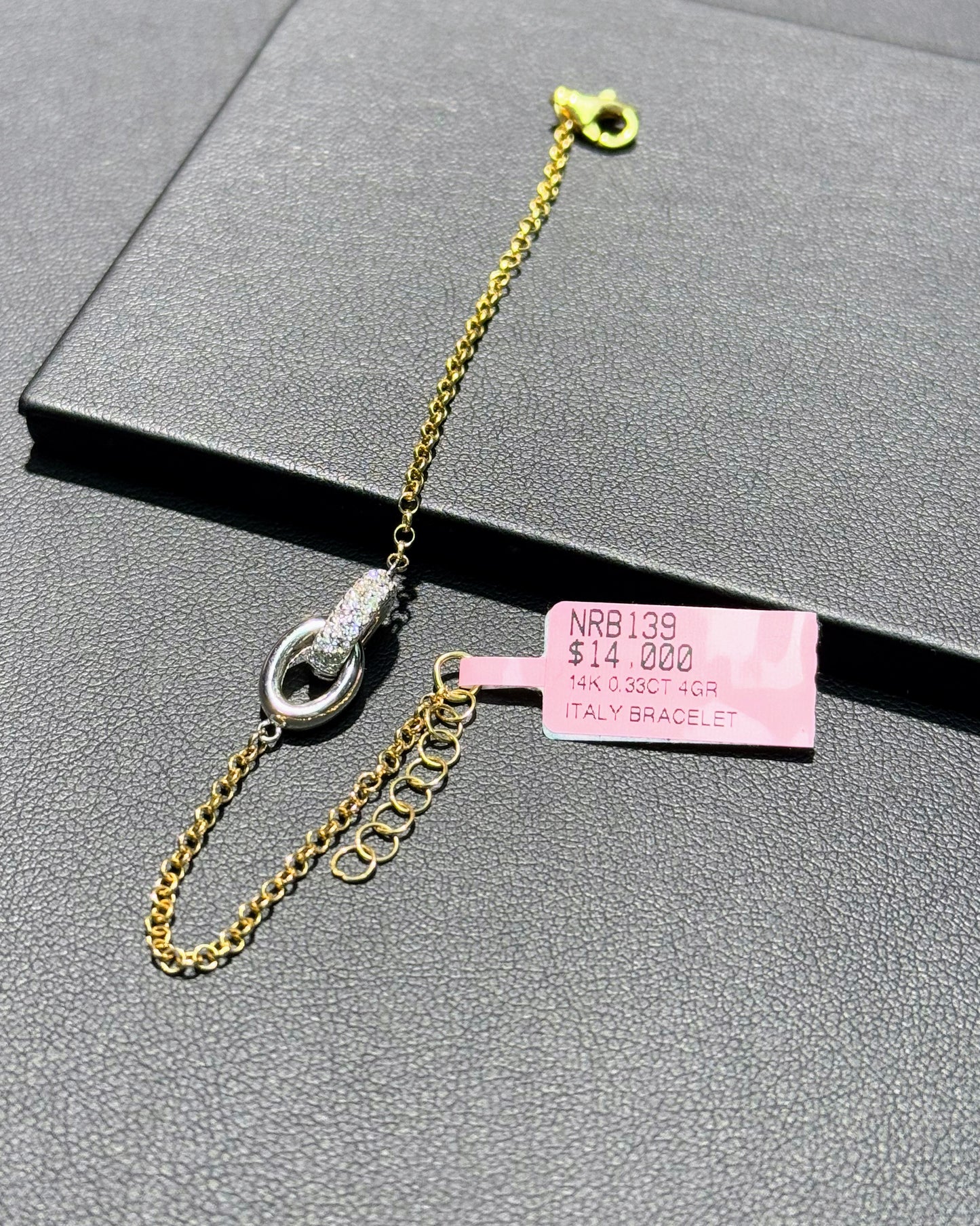 Interlocking Diamond Rings 14k Yellow Gold Bracelet