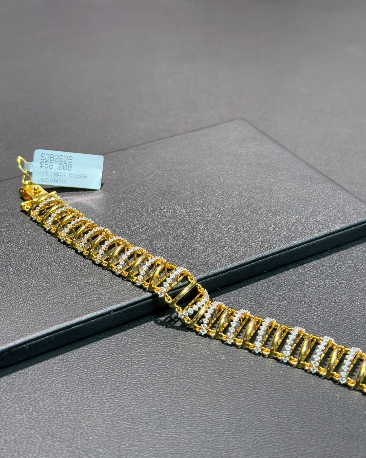 Caterpiller Design 14k Yellow Gold Diamond Bracelet