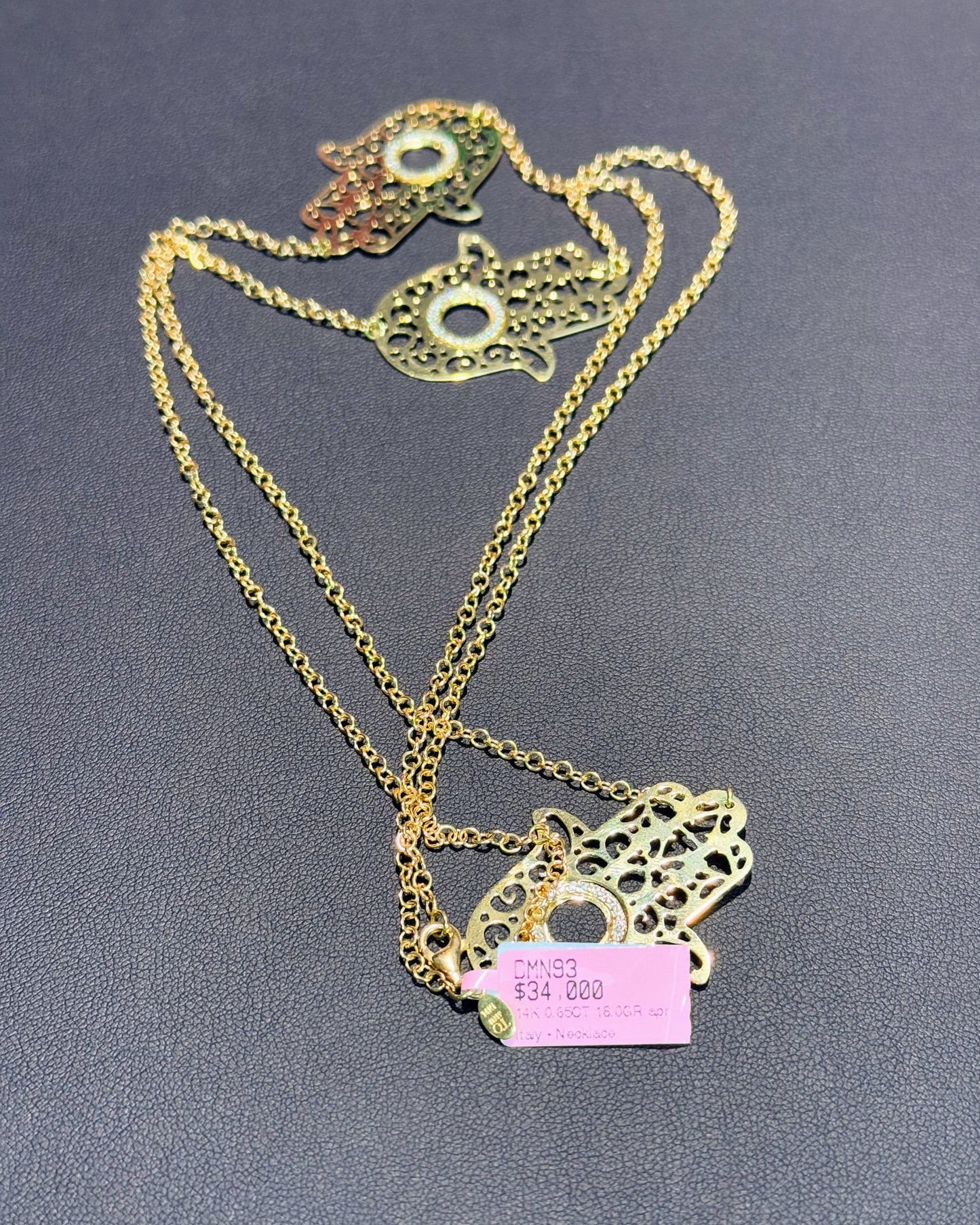 14k Yellow Gold Hand Station Necklace