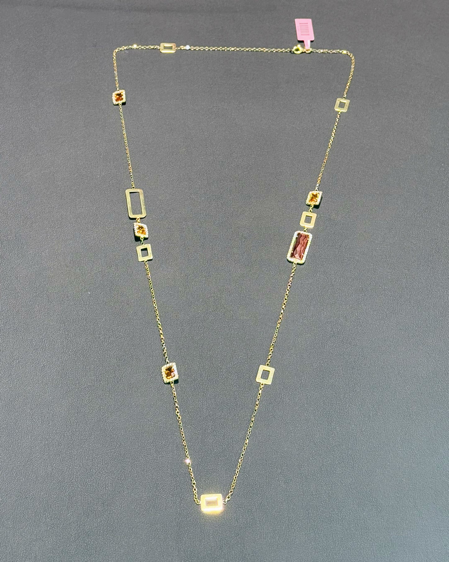 14k Yellow Gold Citrine Station Necklace