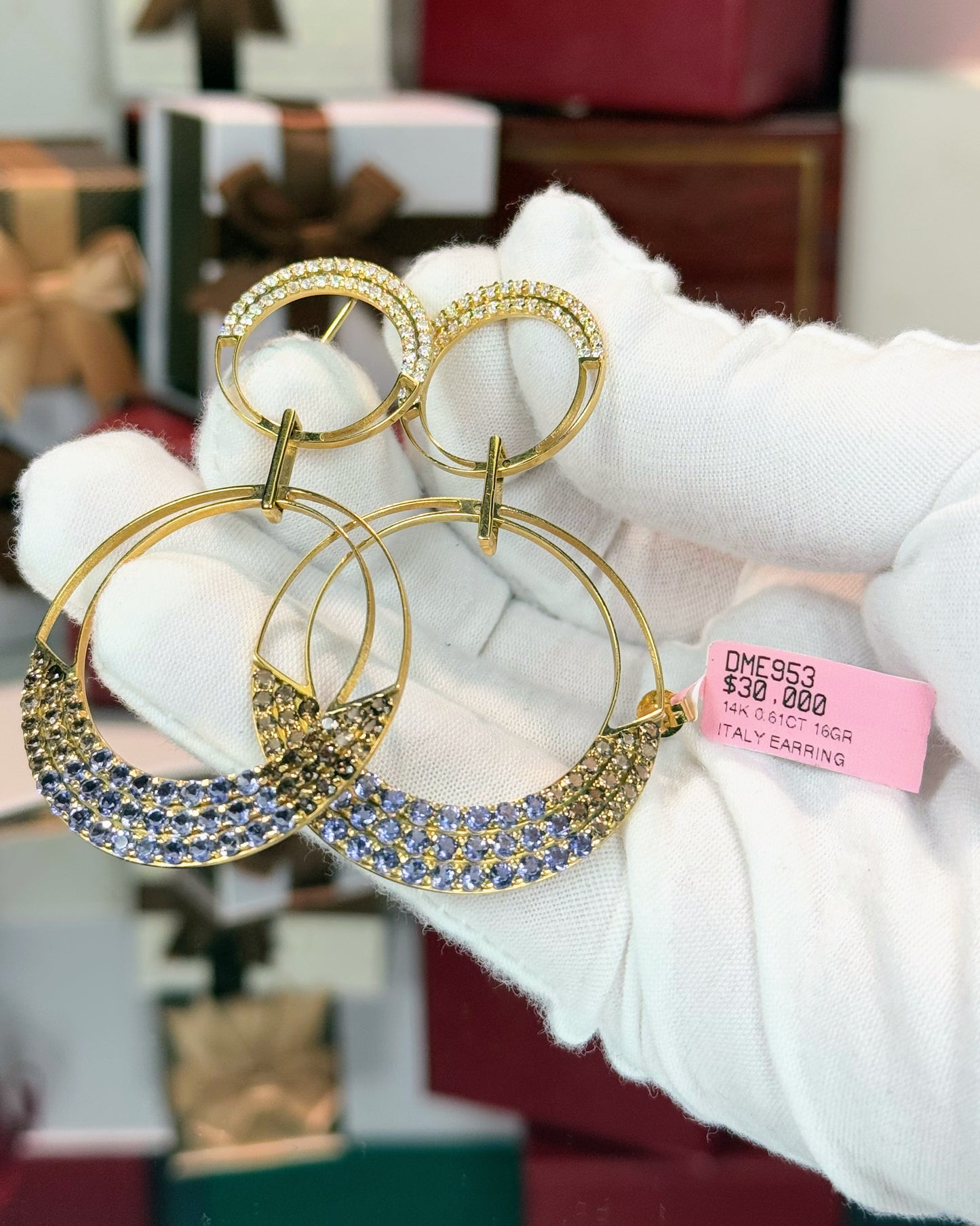 Colorstones 14k Yellow Gold Hoop Earrings