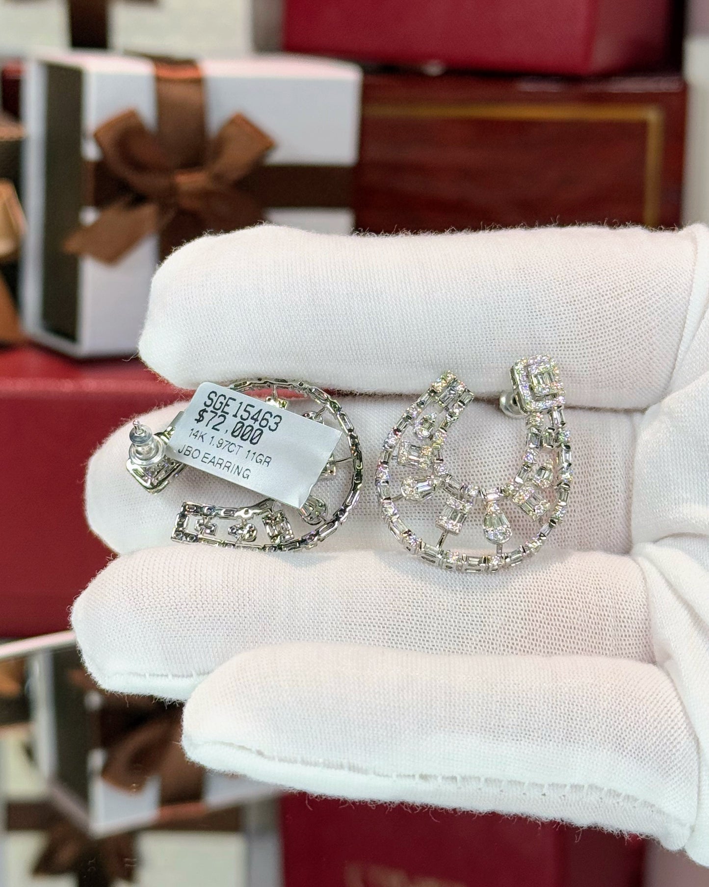 14k White Gold Diamond Earrings