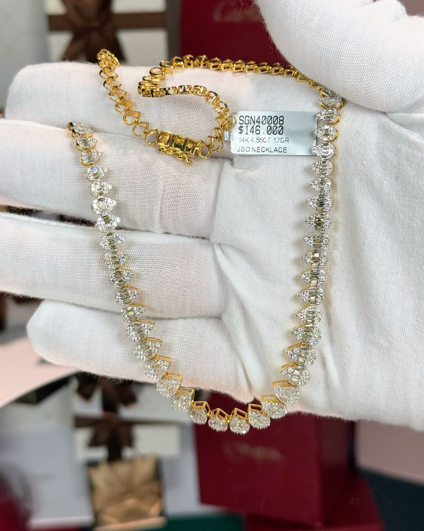 14k Yellow Gold Raindrop Tennis Necklace