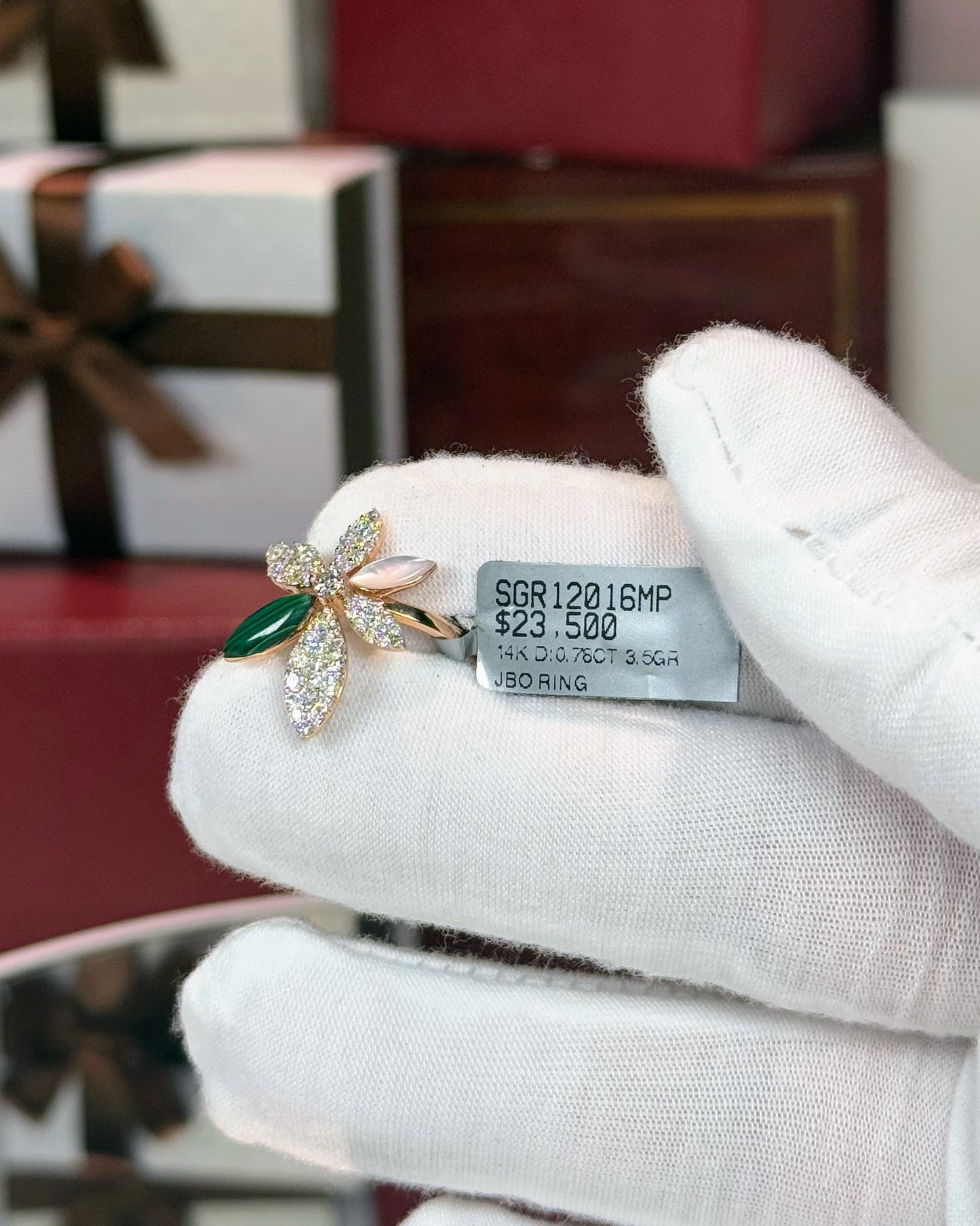 14k Rose Gold Diamond Flower Ring